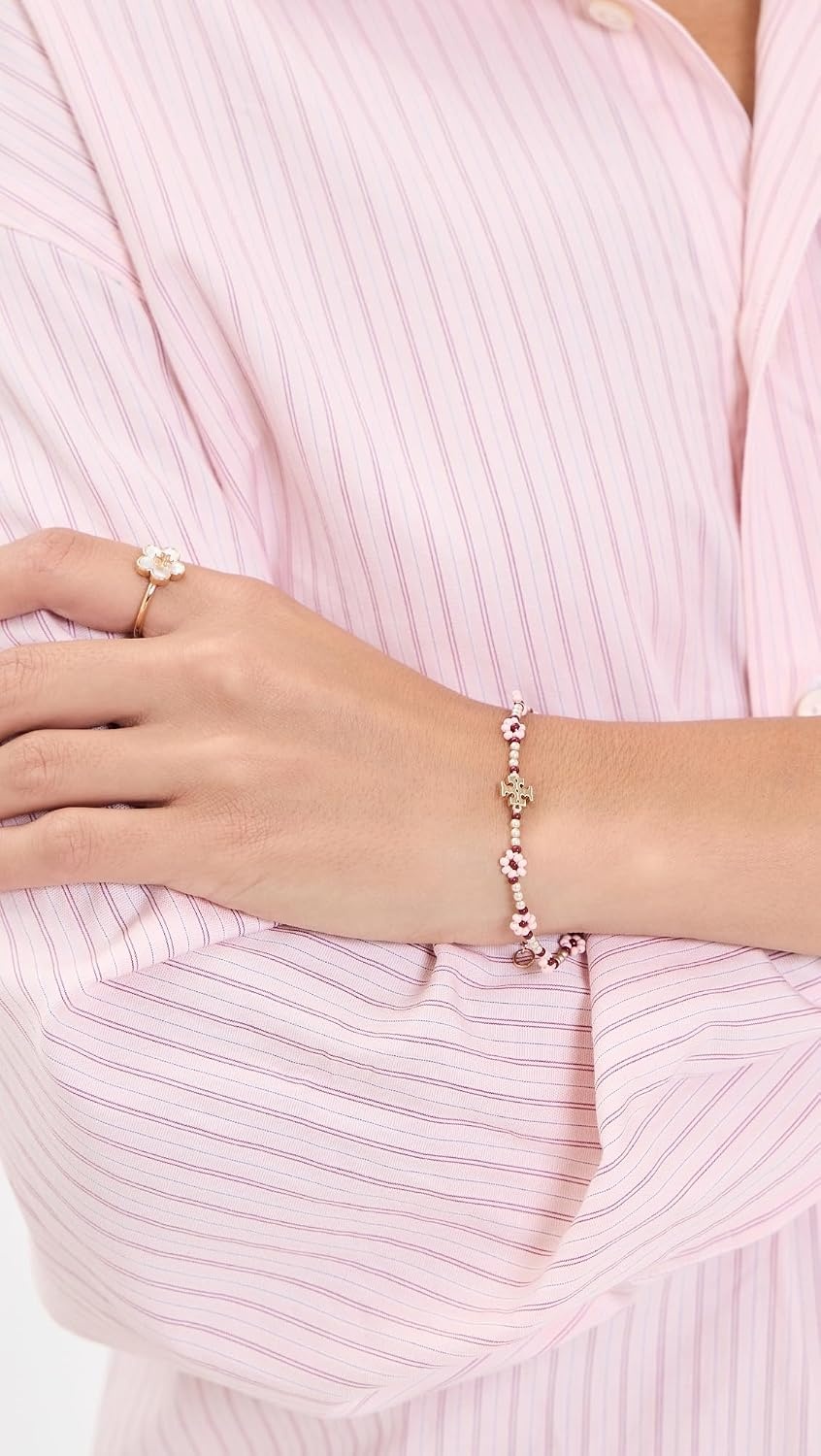 image:imageTory Burch Womens Beaded Flower BraceletLight Pink