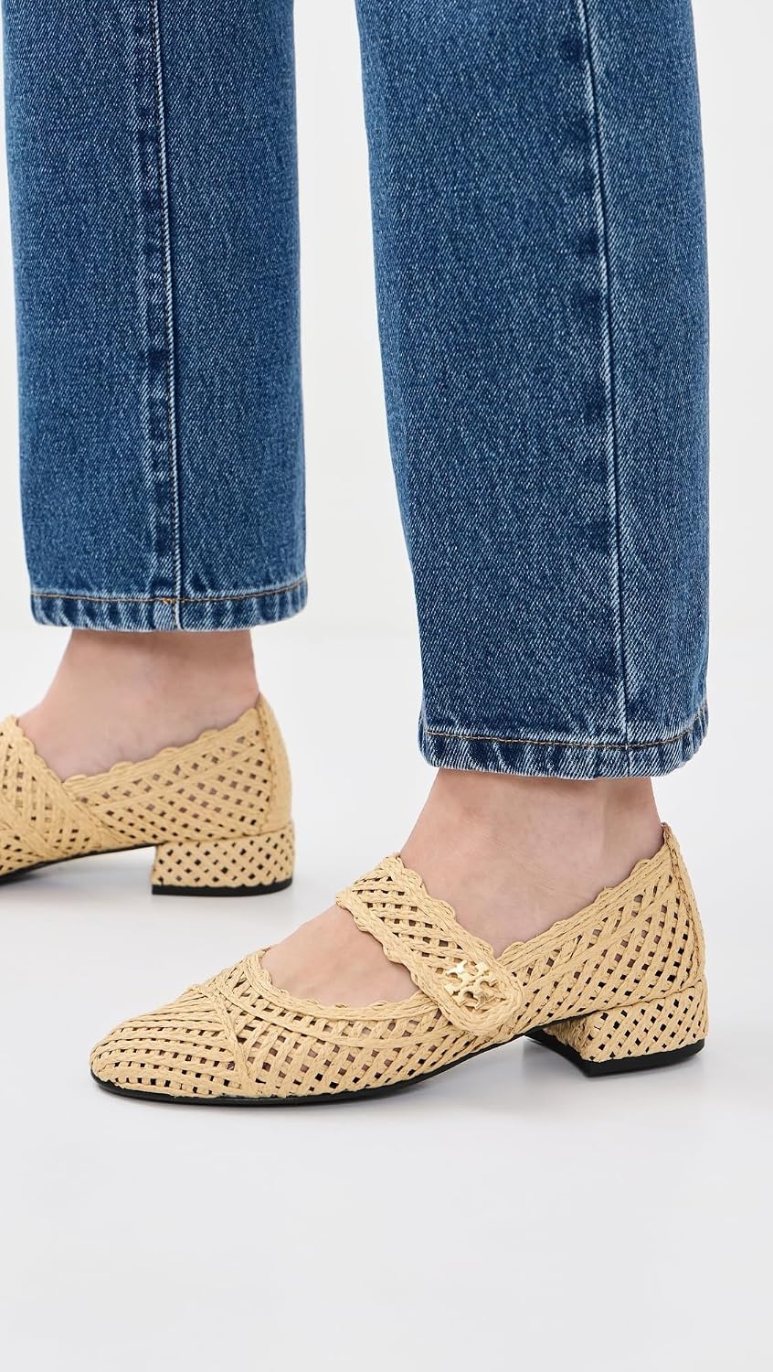 image:imageTory Burch Womens Cap Toe Mary Jane Ballet Heels 25mmNatural