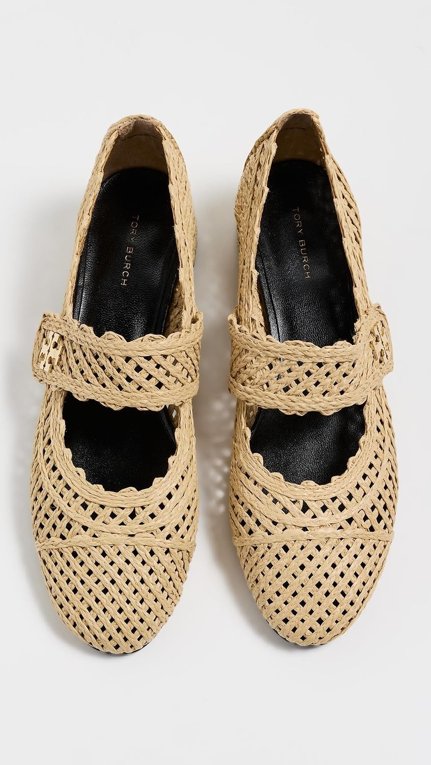 image:imageTory Burch Womens Cap Toe Mary Jane Ballet Heels 25mmNatural