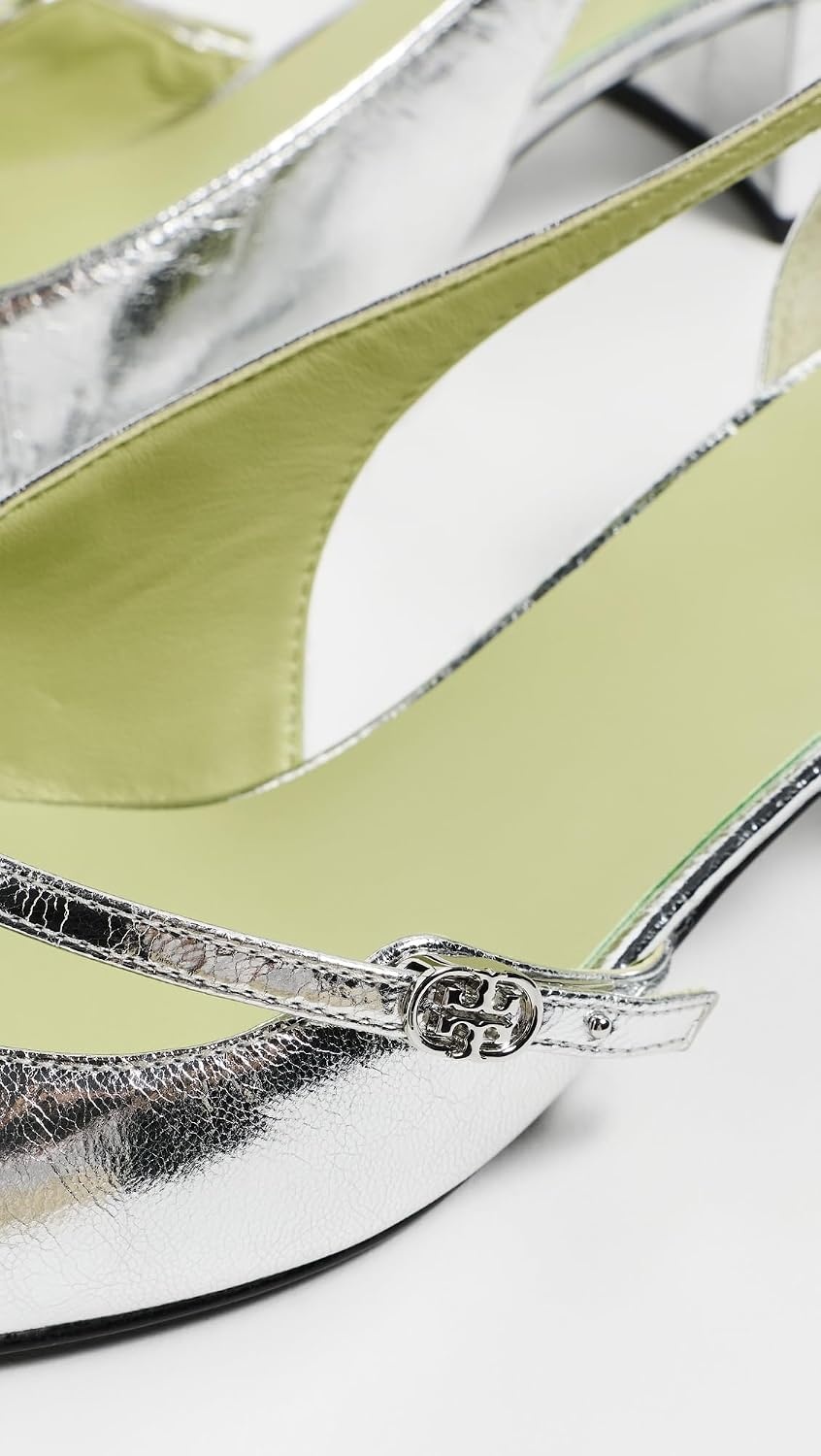 image:imageTory Burch Womens Double T Buckle DOrsay PumpsSilver