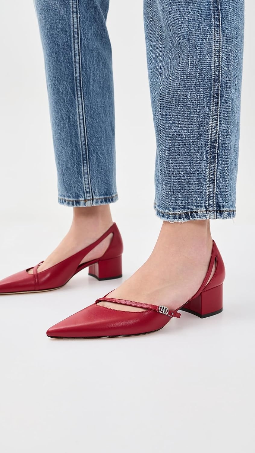 image:imageTory Burch Womens Double T Buckle DOrsay PumpsTory Red