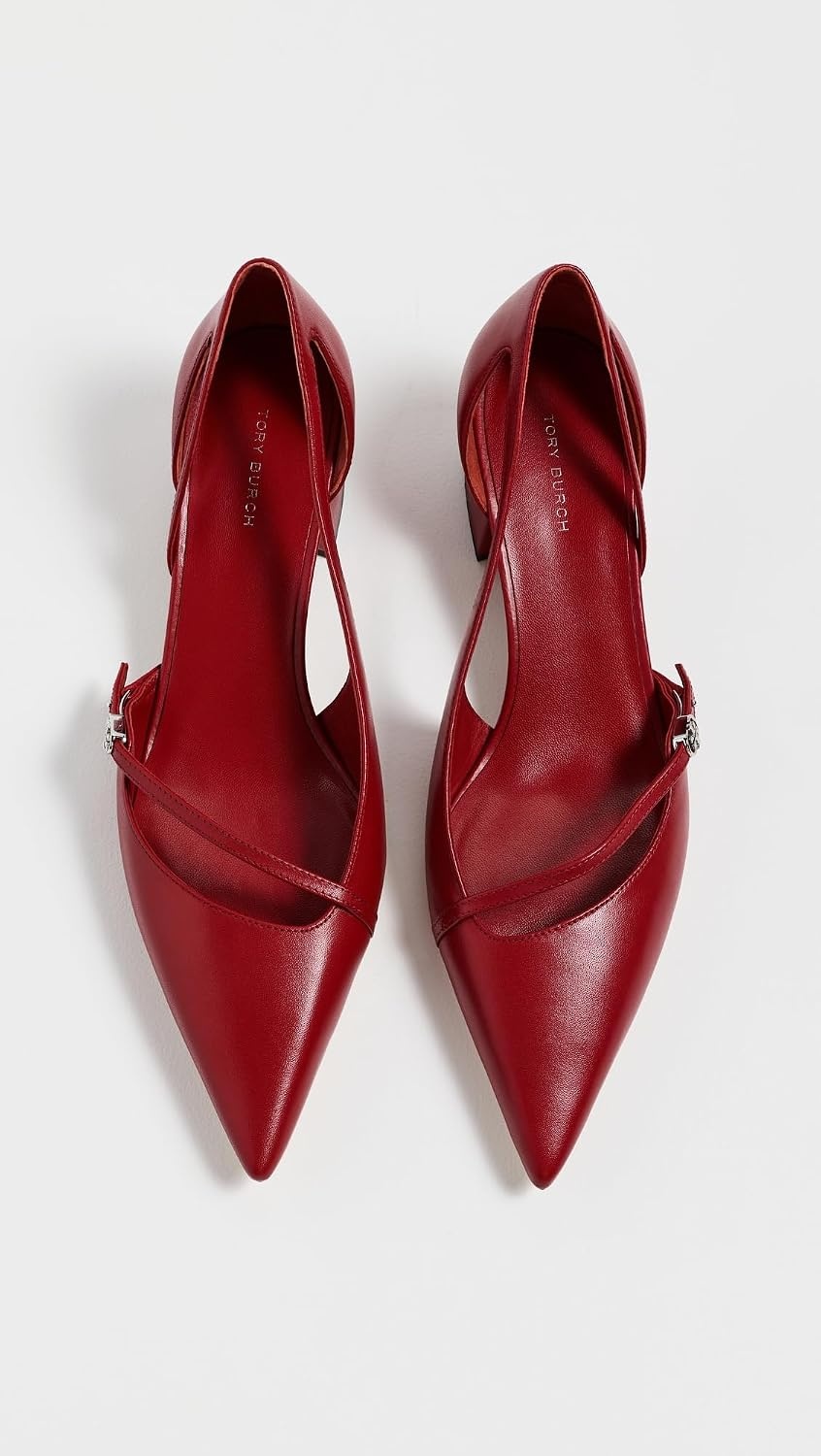 image:imageTory Burch Womens Double T Buckle DOrsay PumpsTory Red