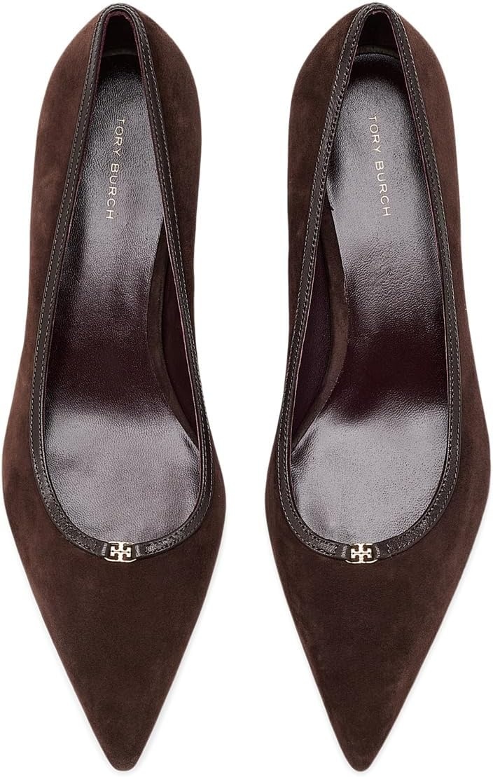 image:imageTory Burch Womens Double T Buckle Kitten Heel Pumps 45mmDark CocoaDark Cocoa
