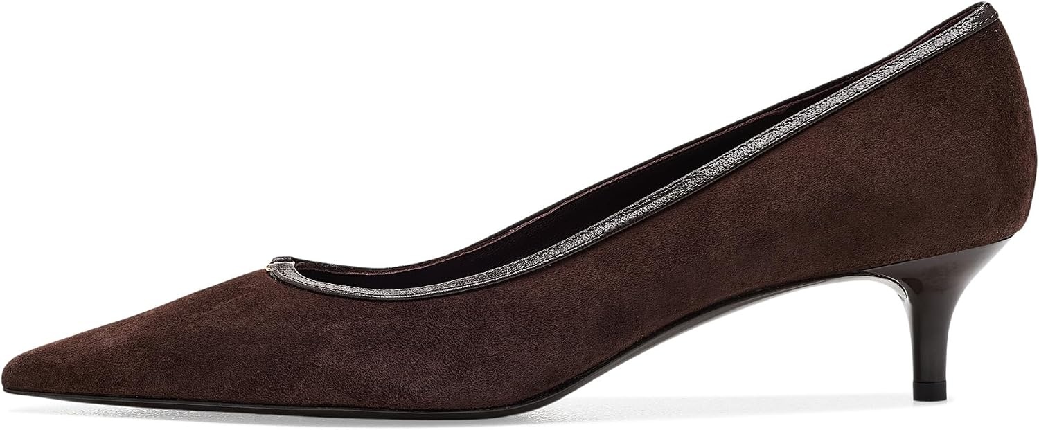image:imageTory Burch Womens Double T Buckle Kitten Heel Pumps 45mmDark CocoaDark Cocoa