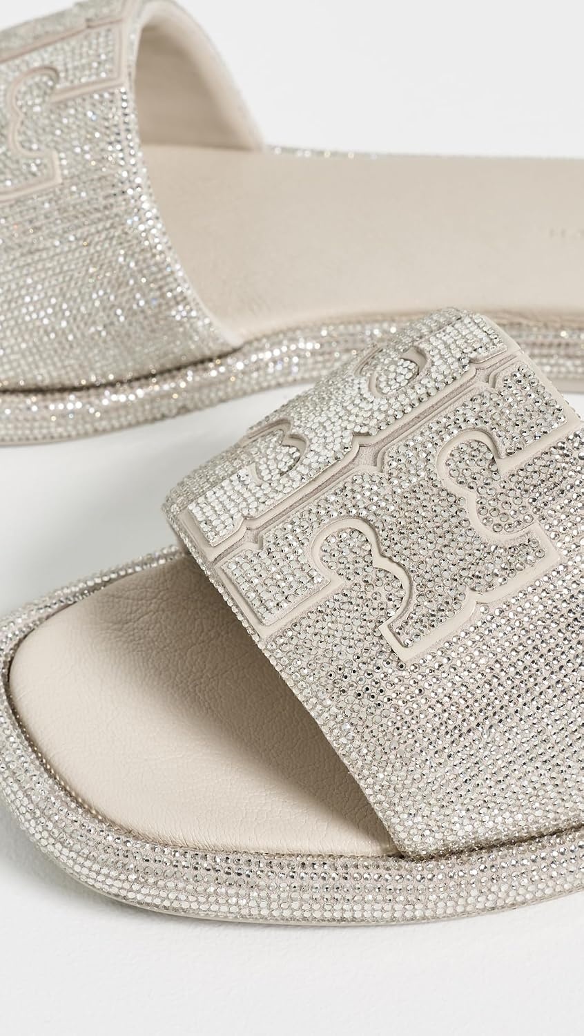 image:imageTory Burch Womens Double T Pave Sport SlidesPearl