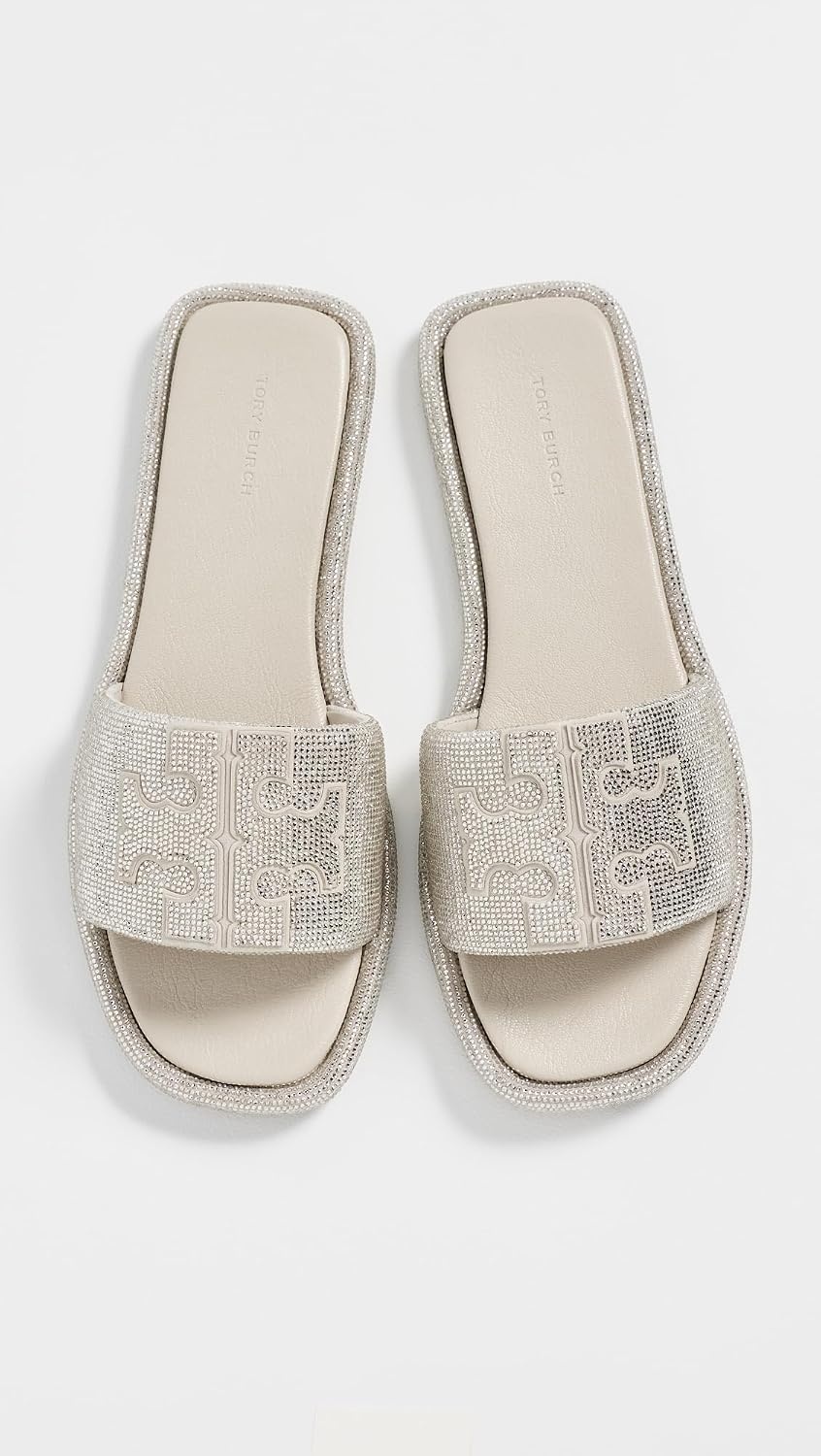 image:imageTory Burch Womens Double T Pave Sport SlidesPearl