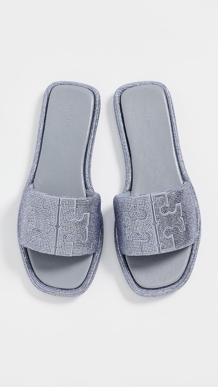 image:imageTory Burch Womens Double T Pave Sport SlidesVapor Blue