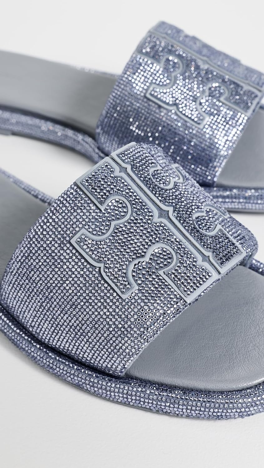 image:imageTory Burch Womens Double T Pave Sport SlidesVapor Blue
