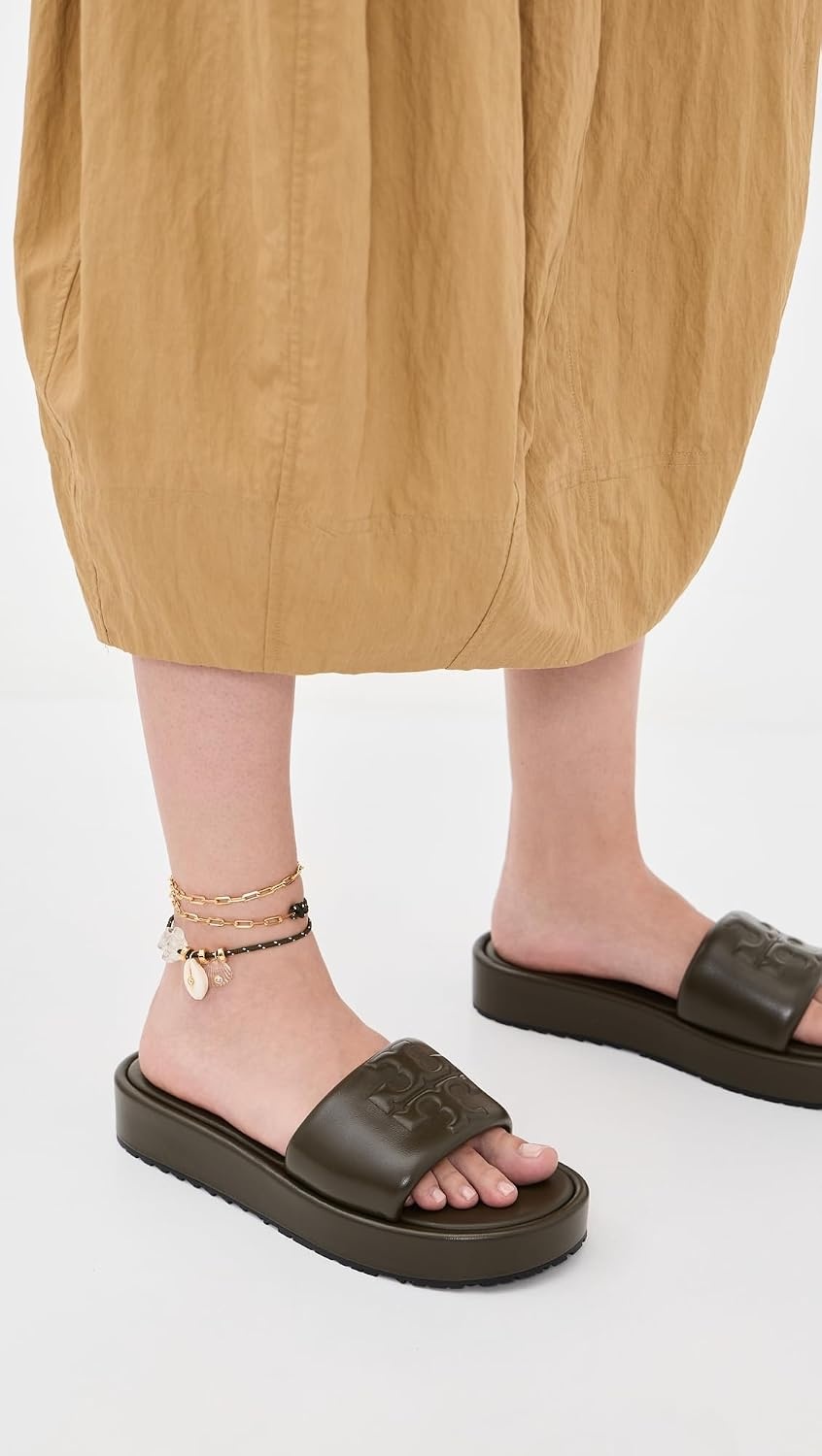 image:imageTory Burch Womens Double T Sport Platform SlidesDark Olive