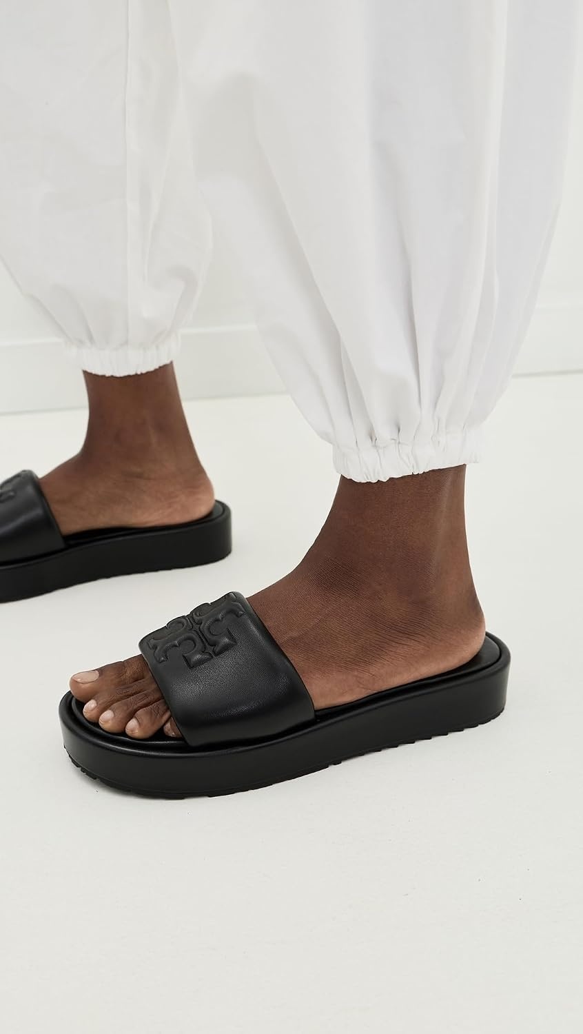 image:imageTory Burch Womens Double T Sport Platform SlidesPerfect Black