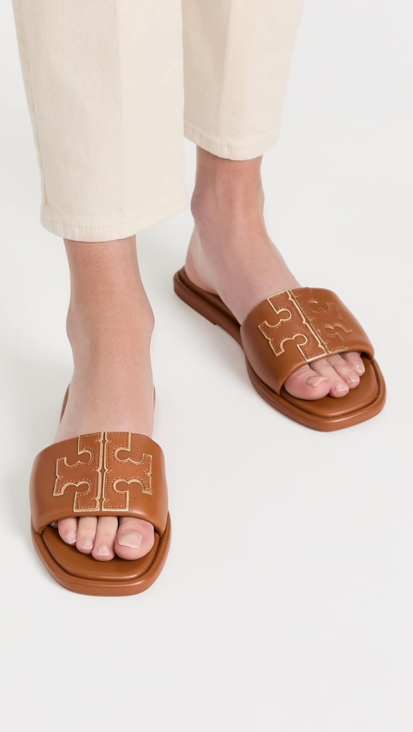 image:imageTory Burch Womens Double T Sport SlidesBourbon MieleGold