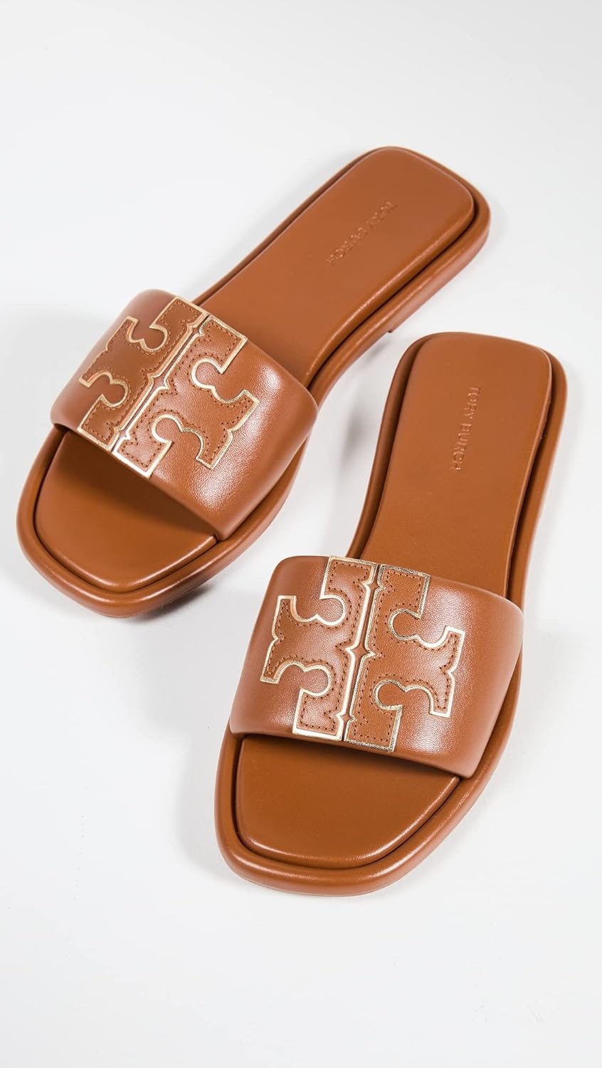 image:imageTory Burch Womens Double T Sport SlidesBourbon MieleGold
