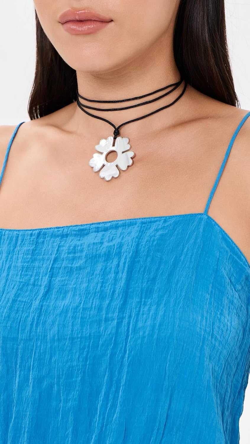 image:imageTory Burch Womens Forget Me Not Cord NecklaceLight SilverIvory