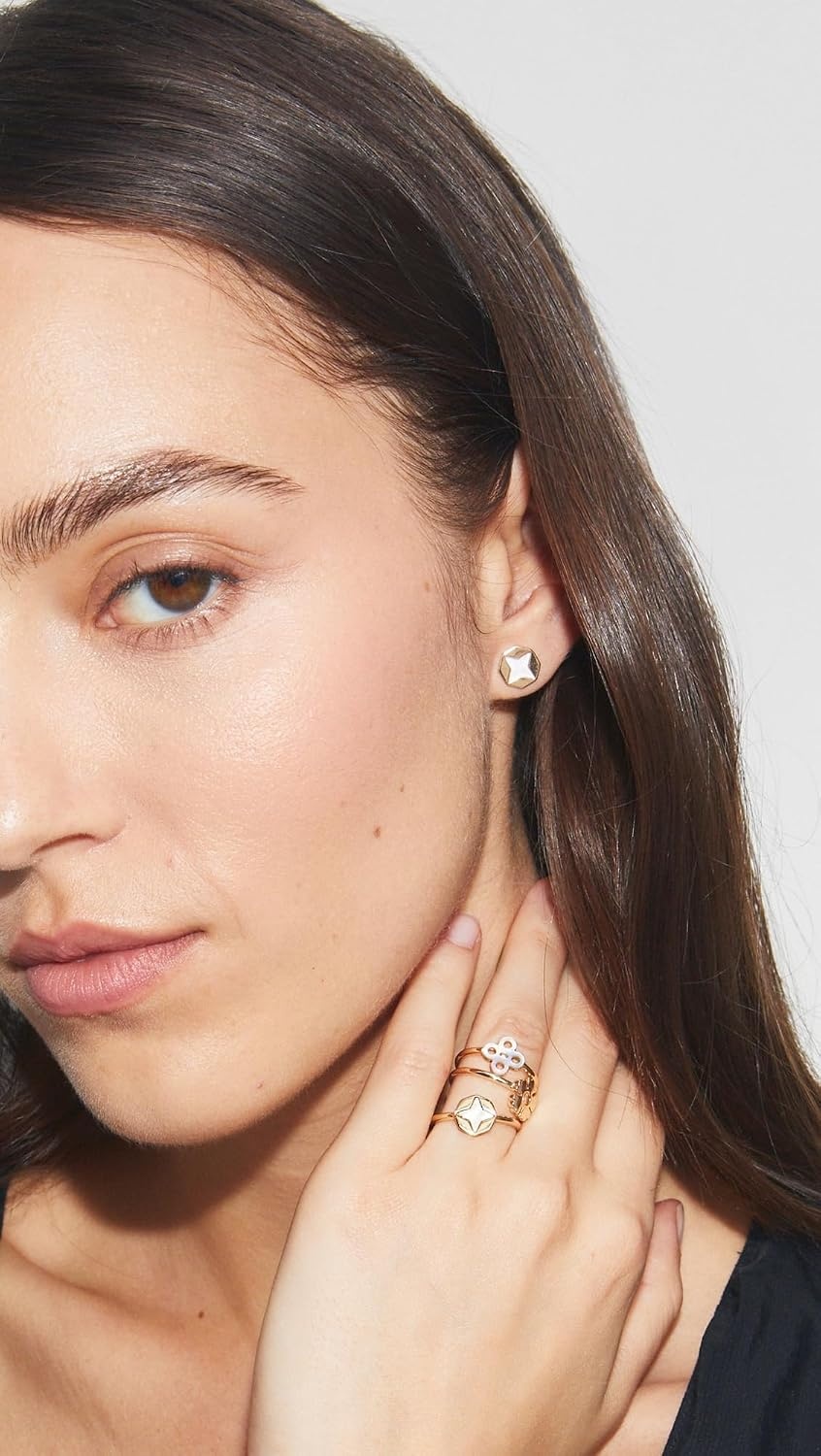 image:imageTory Burch Womens Forget Me Not Mother of Pearl Stud EarringsTory Gold Mother of Pearl