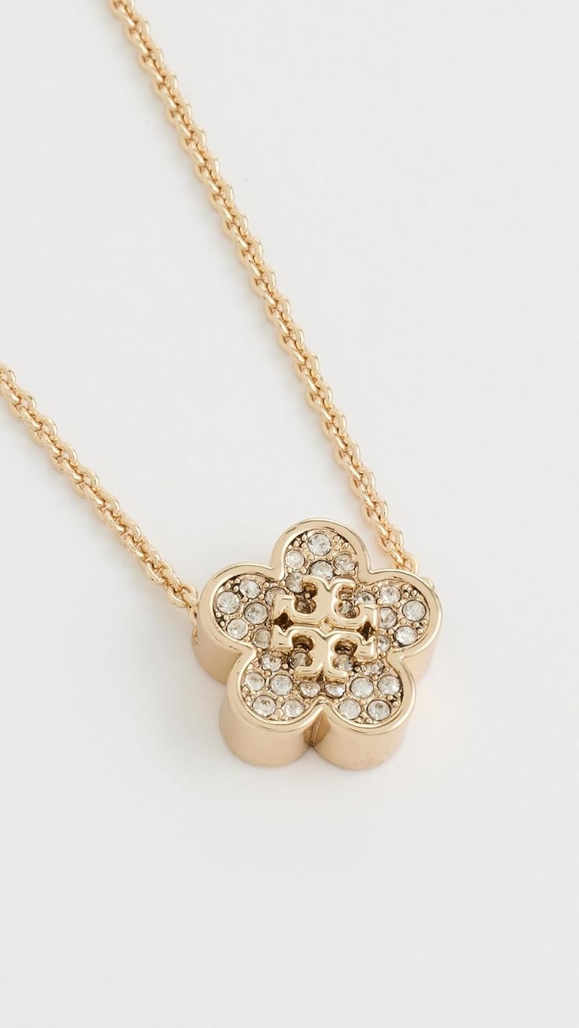 image:imageTory Burch Womens Forget Me Not Pav Pendant NecklaceTory GoldCrystal