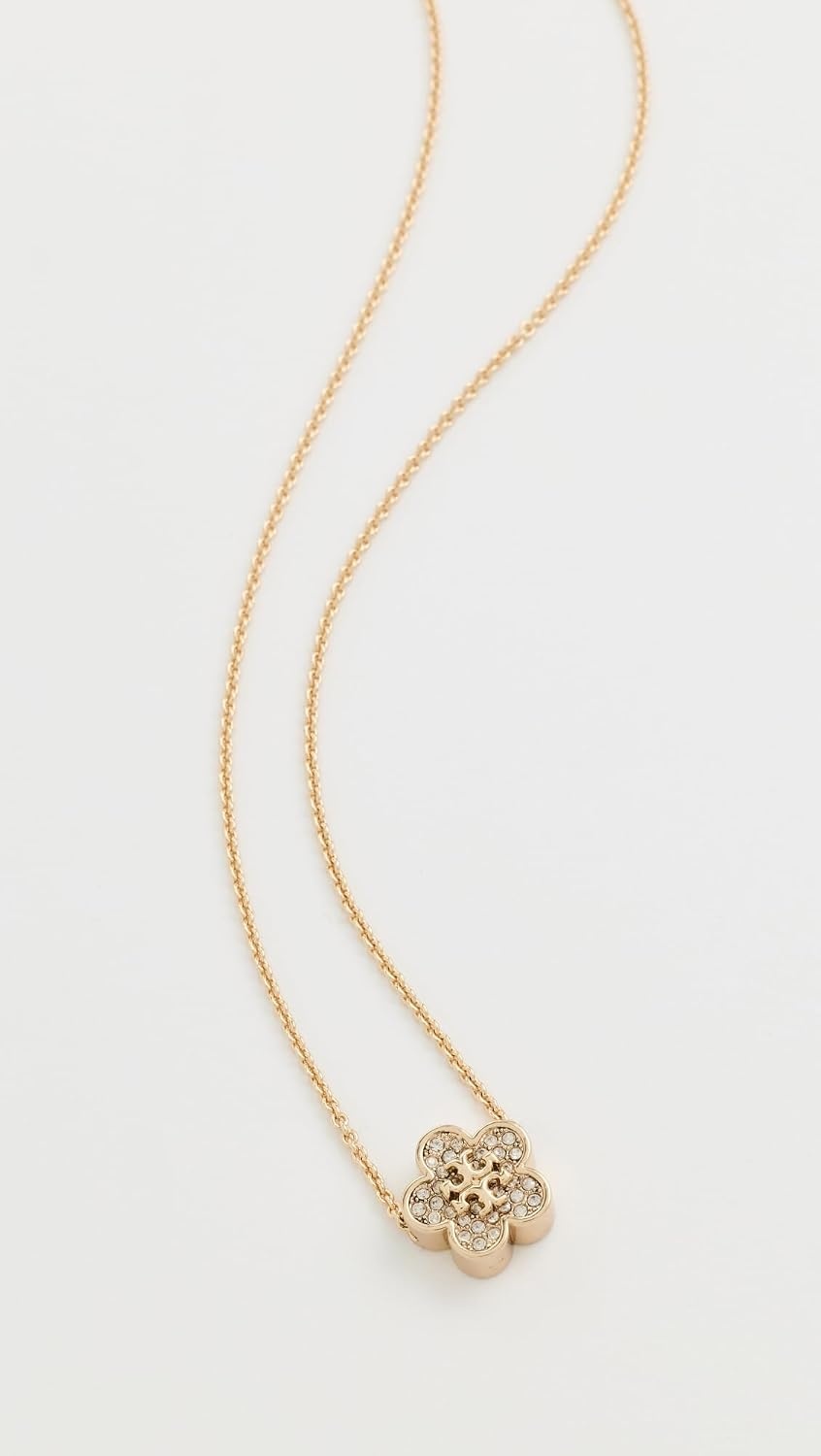 image:imageTory Burch Womens Forget Me Not Pav Pendant NecklaceTory GoldCrystal