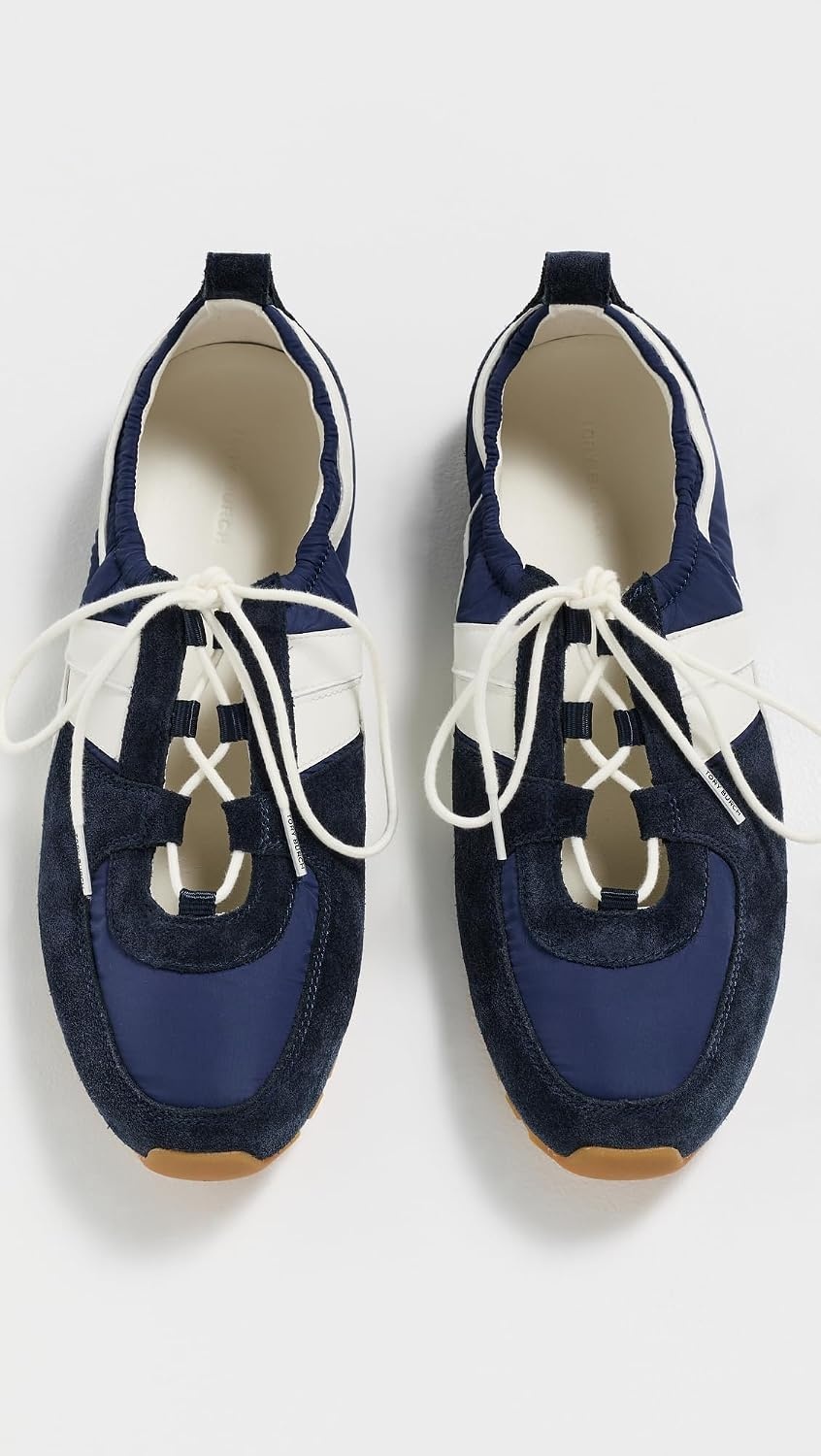 image:imageTory Burch Womens Hank Ballet SneakersTory NavyBlanc