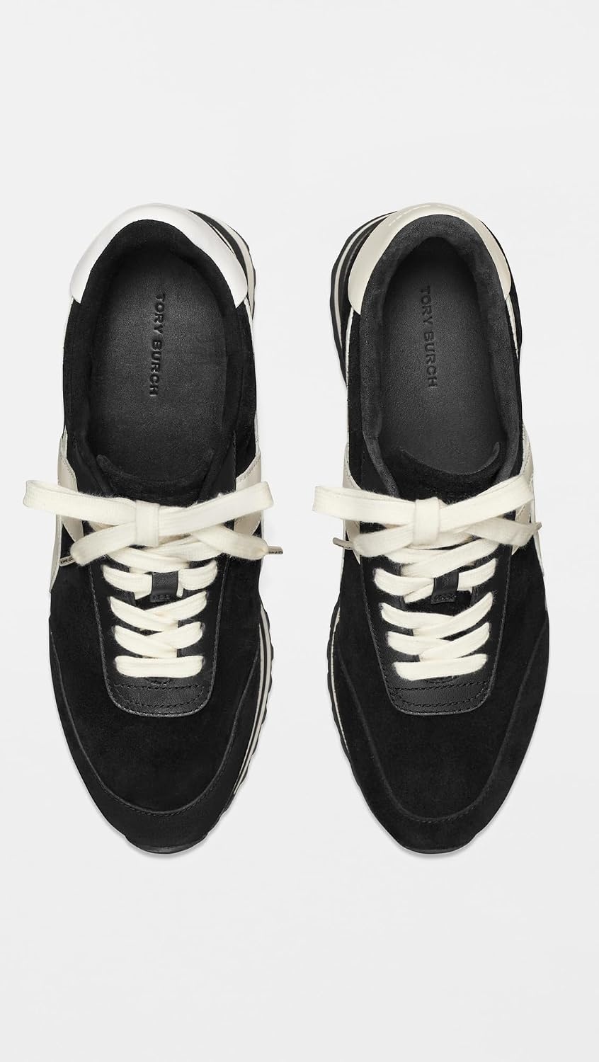 image:imageTory Burch Womens Hank Wedge SneakersBlackNew IvoryTitanium White