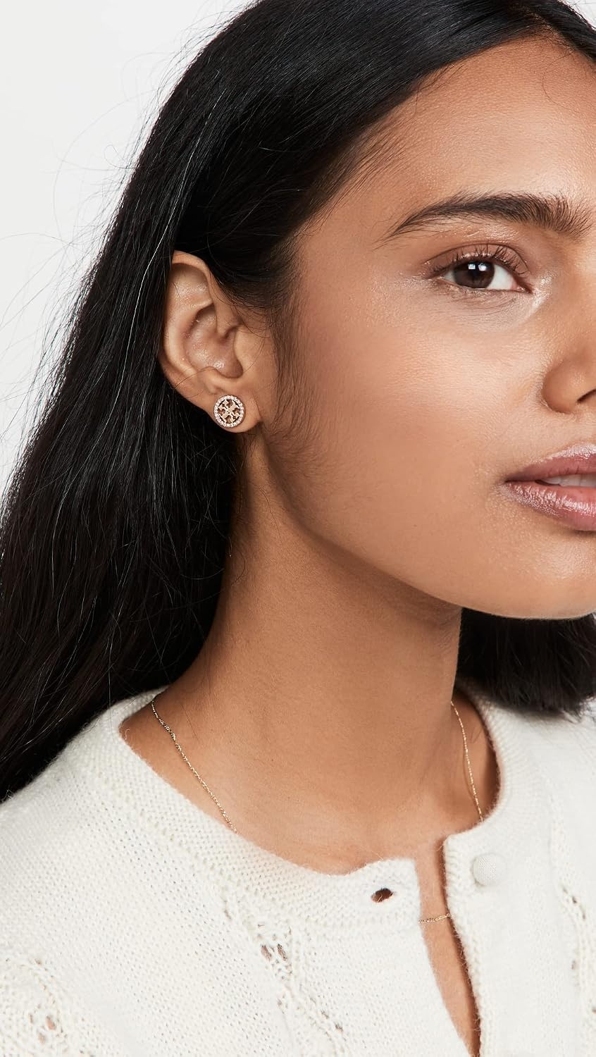 image:imageTory Burch Womens Icon Pav Circle Stud EarringsGold