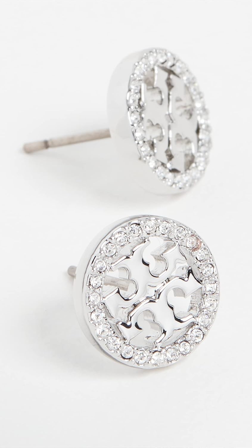 image:imageTory Burch Womens Icon Pav Circle Stud EarringsSilver