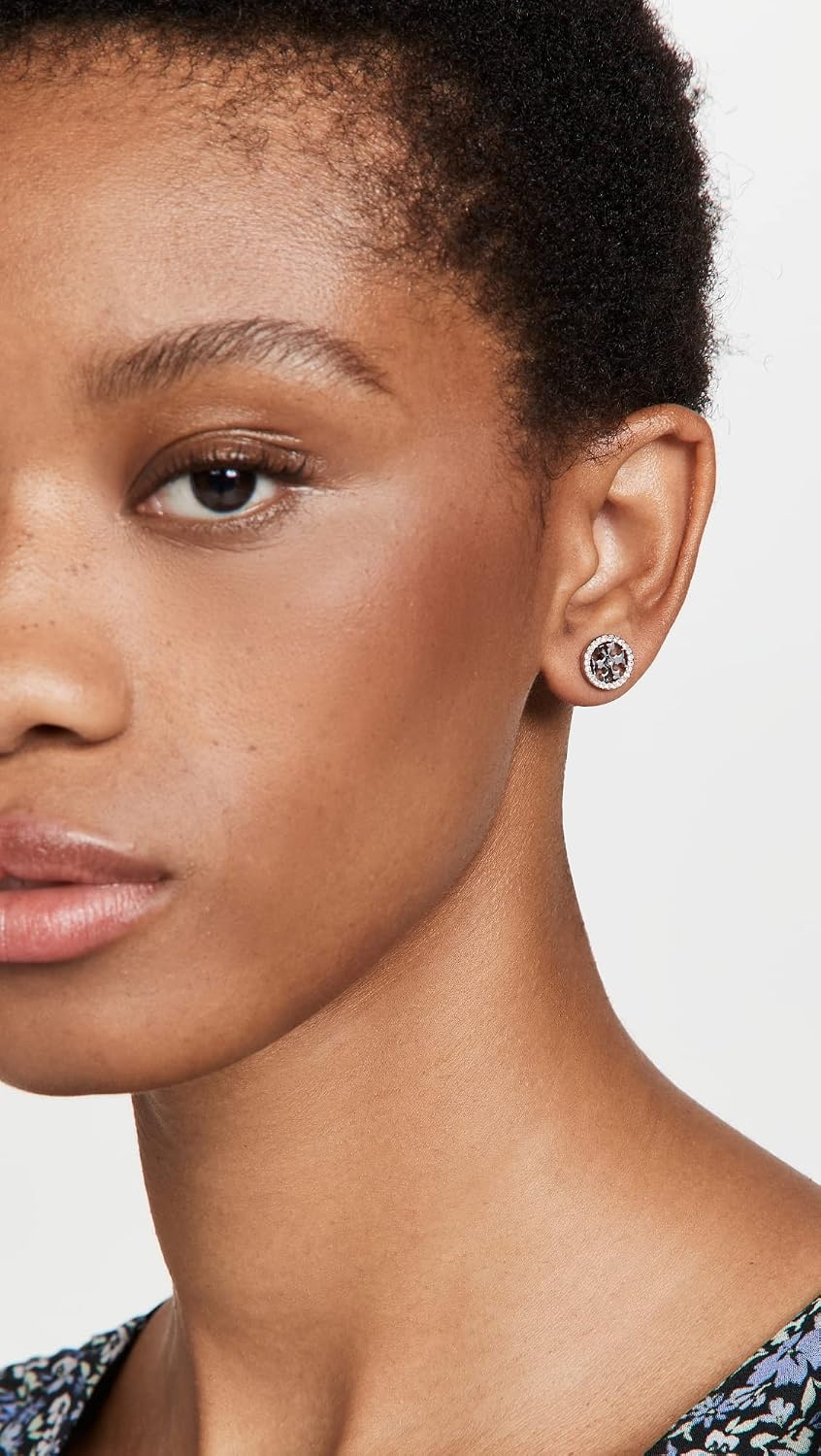 image:imageTory Burch Womens Icon Pav Circle Stud EarringsSilver