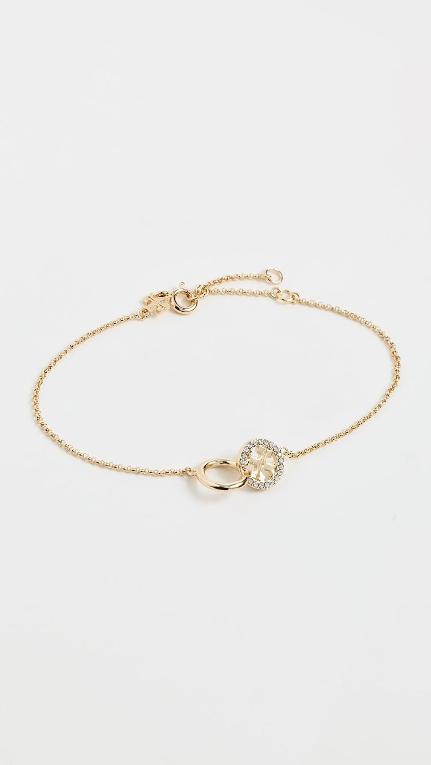 image:imageTory Burch Womens Icon Pav Interlocking Chain BraceletTory GoldCrystal