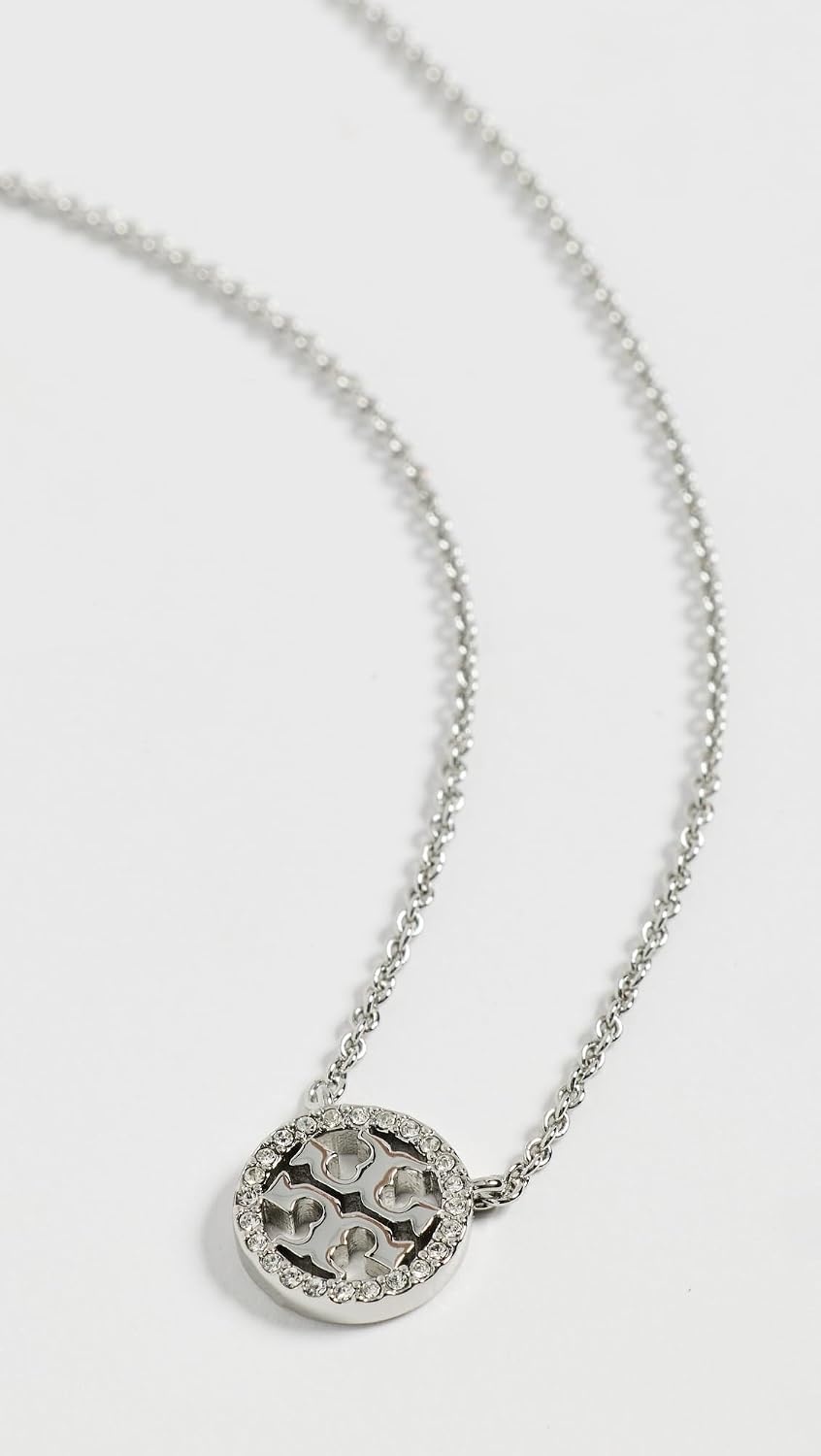 image:imageTory Burch Womens Icon Pav Pendant NecklaceTory Silver Crystal