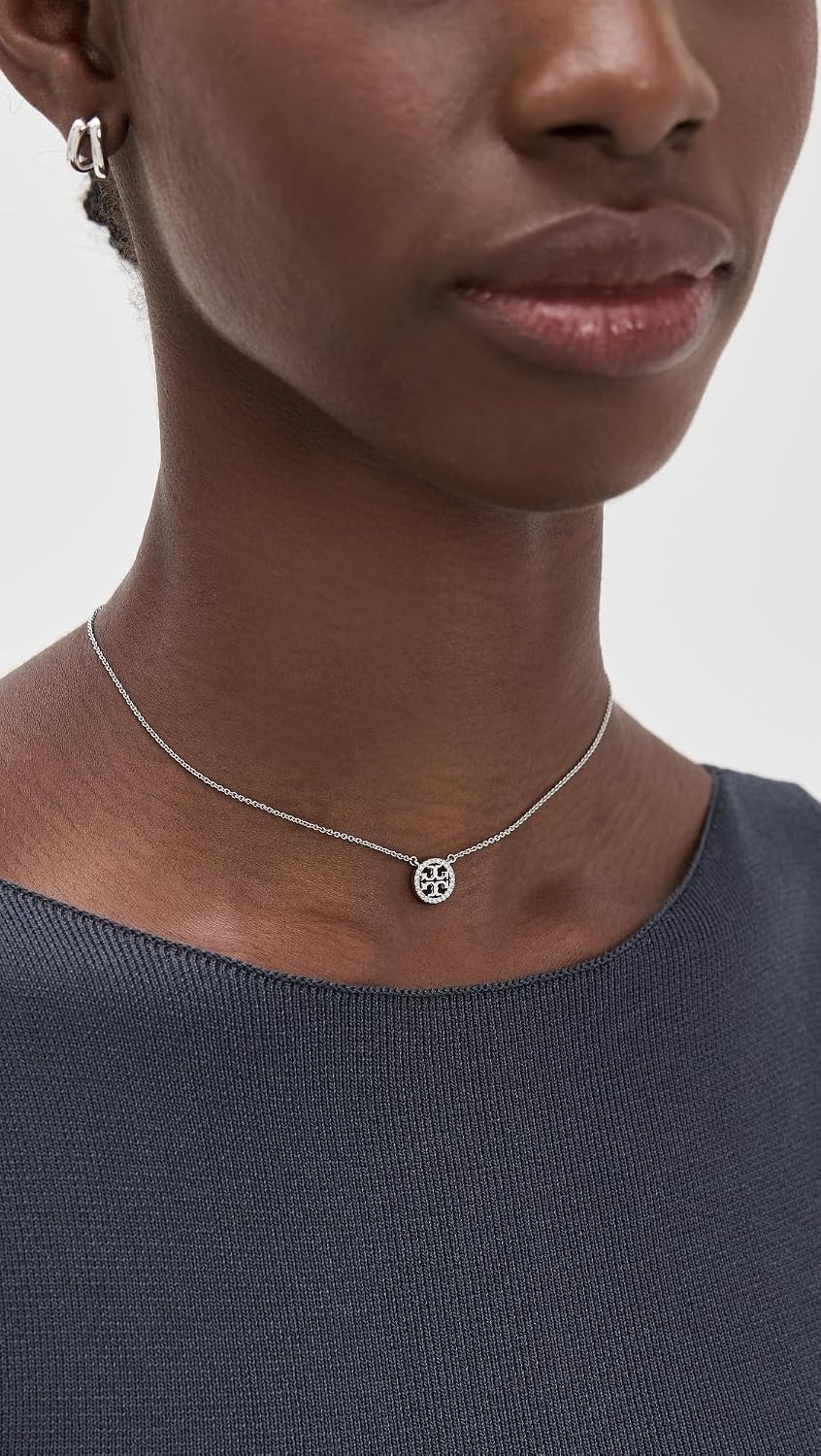image:imageTory Burch Womens Icon Pav Pendant NecklaceTory Silver Crystal