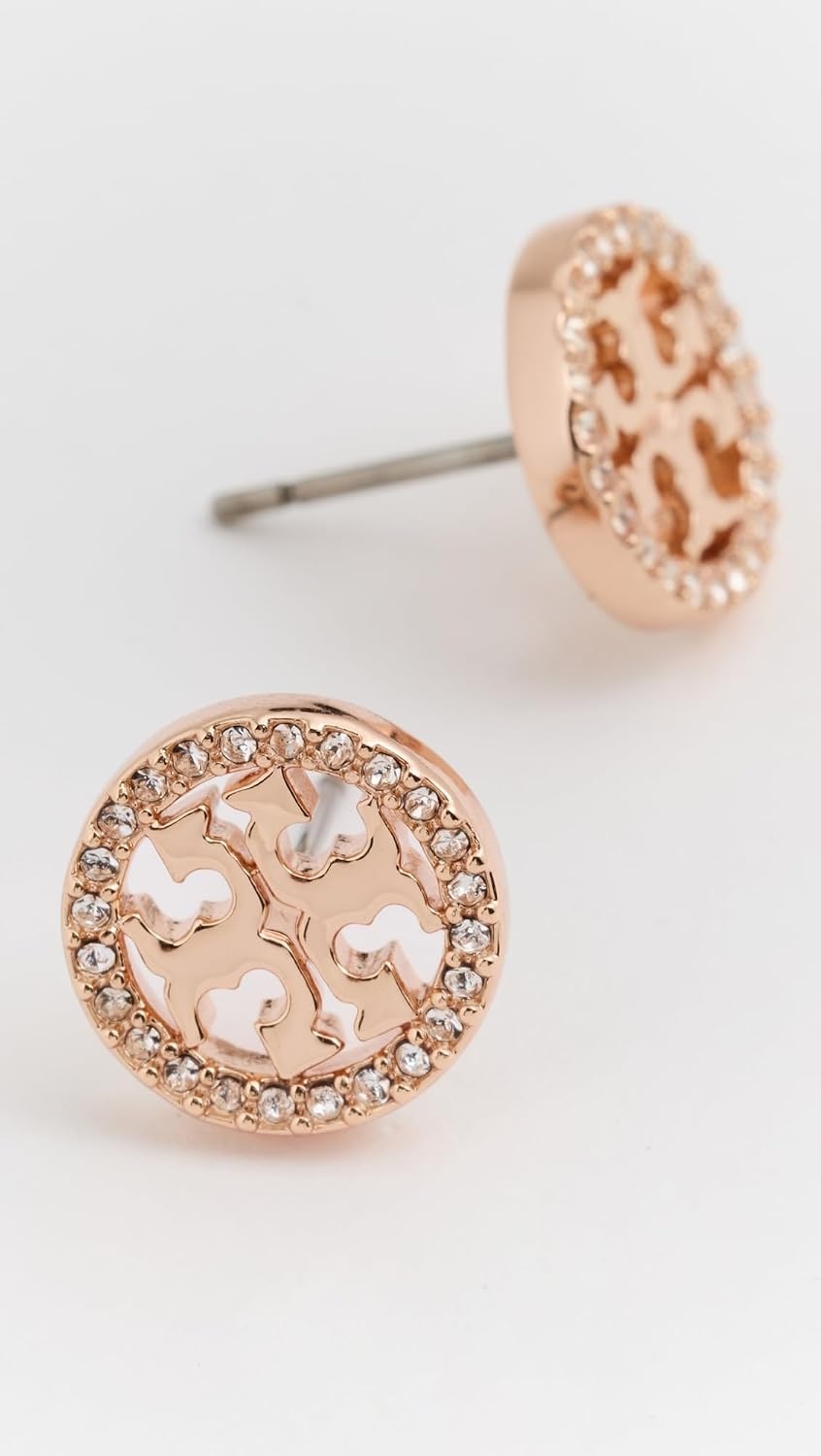 image:imageTory Burch Womens Icon Pave Circle Stud EarringsRose GoldCrystal