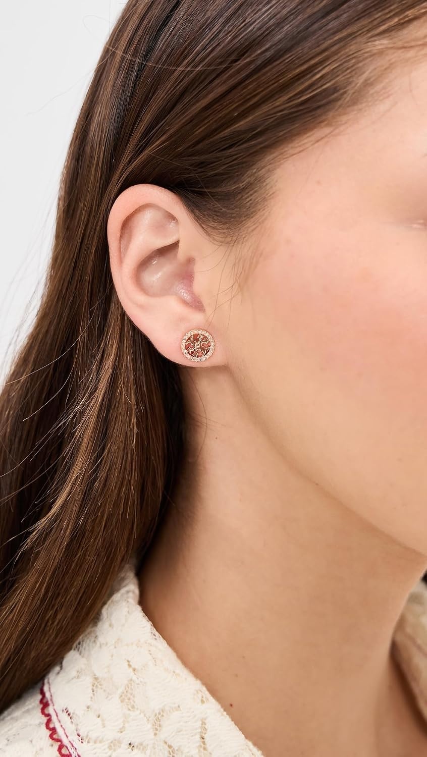 image:imageTory Burch Womens Icon Pave Circle Stud EarringsRose GoldCrystal