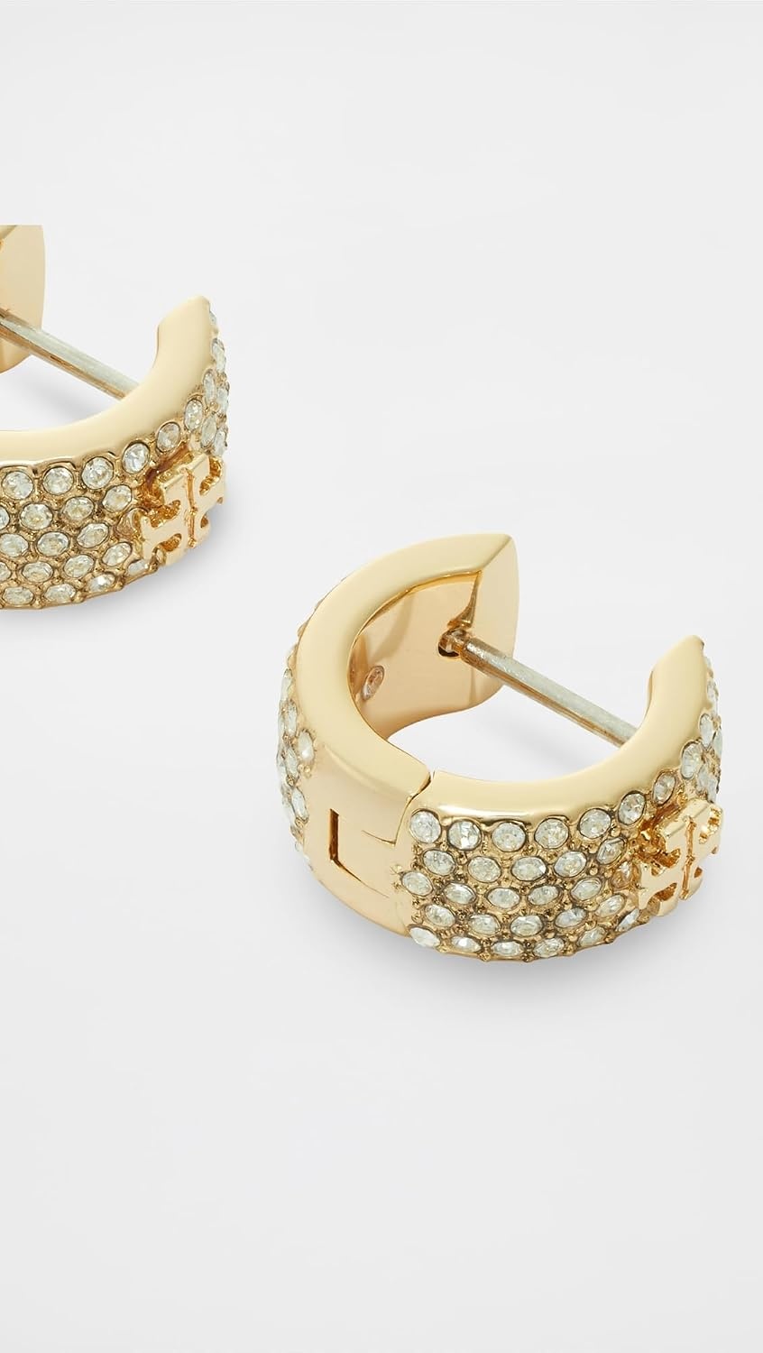 image:imageTory Burch Womens Icon Pave Huggie EarringsTory Gold Crystal