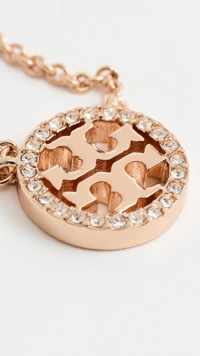 image:imageTory Burch Womens Icon Pave Pendant NecklaceRose GoldCrystal