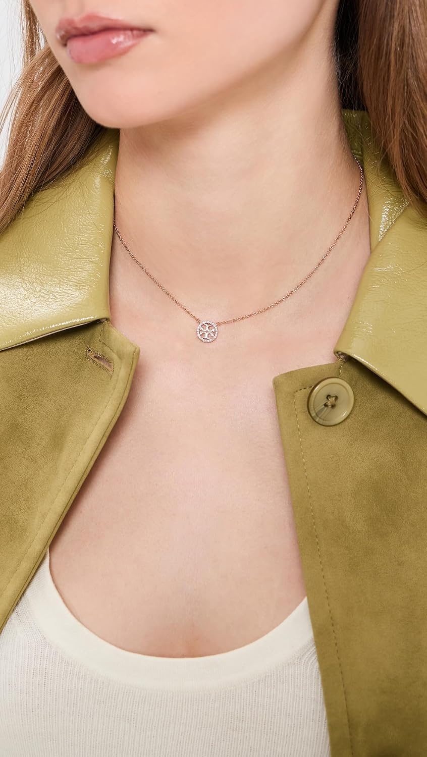image:imageTory Burch Womens Icon Pave Pendant NecklaceRose GoldCrystal