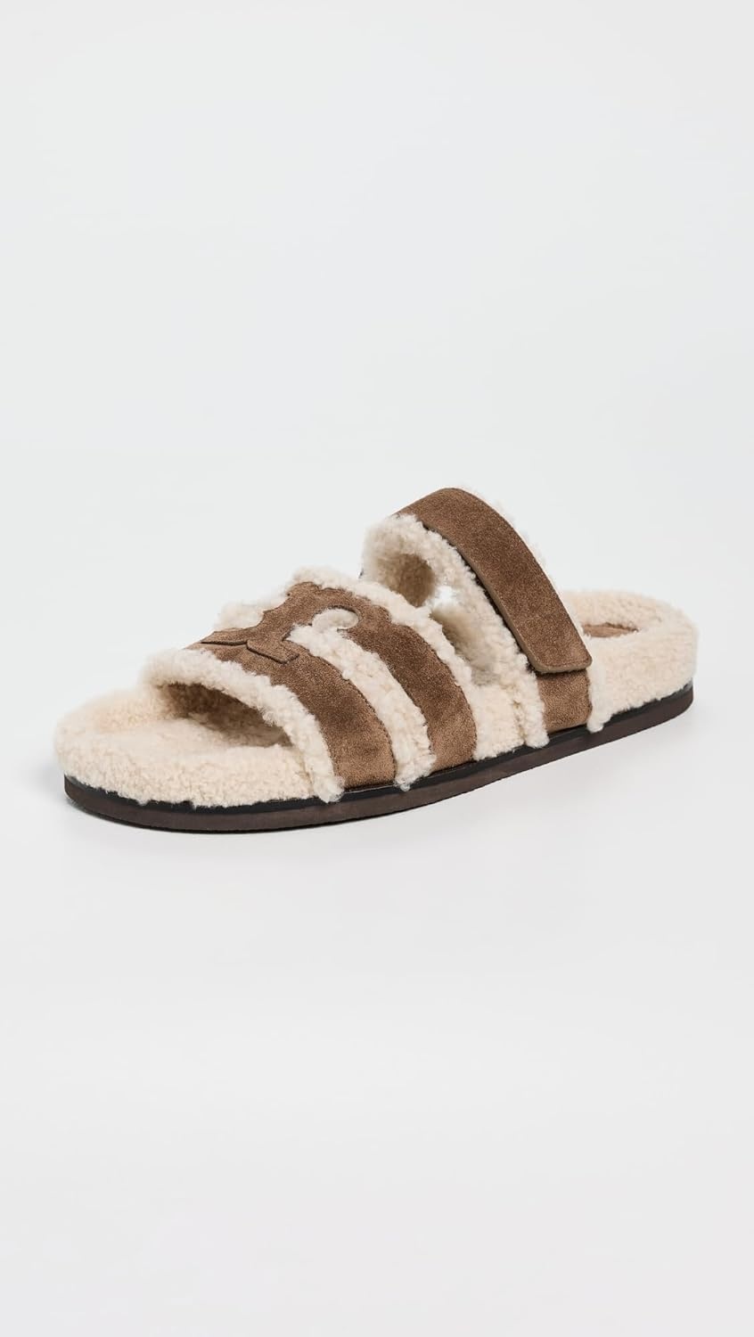 image:imageTory Burch Womens Ines Shearling Sport SlidesRiver RockTaupe