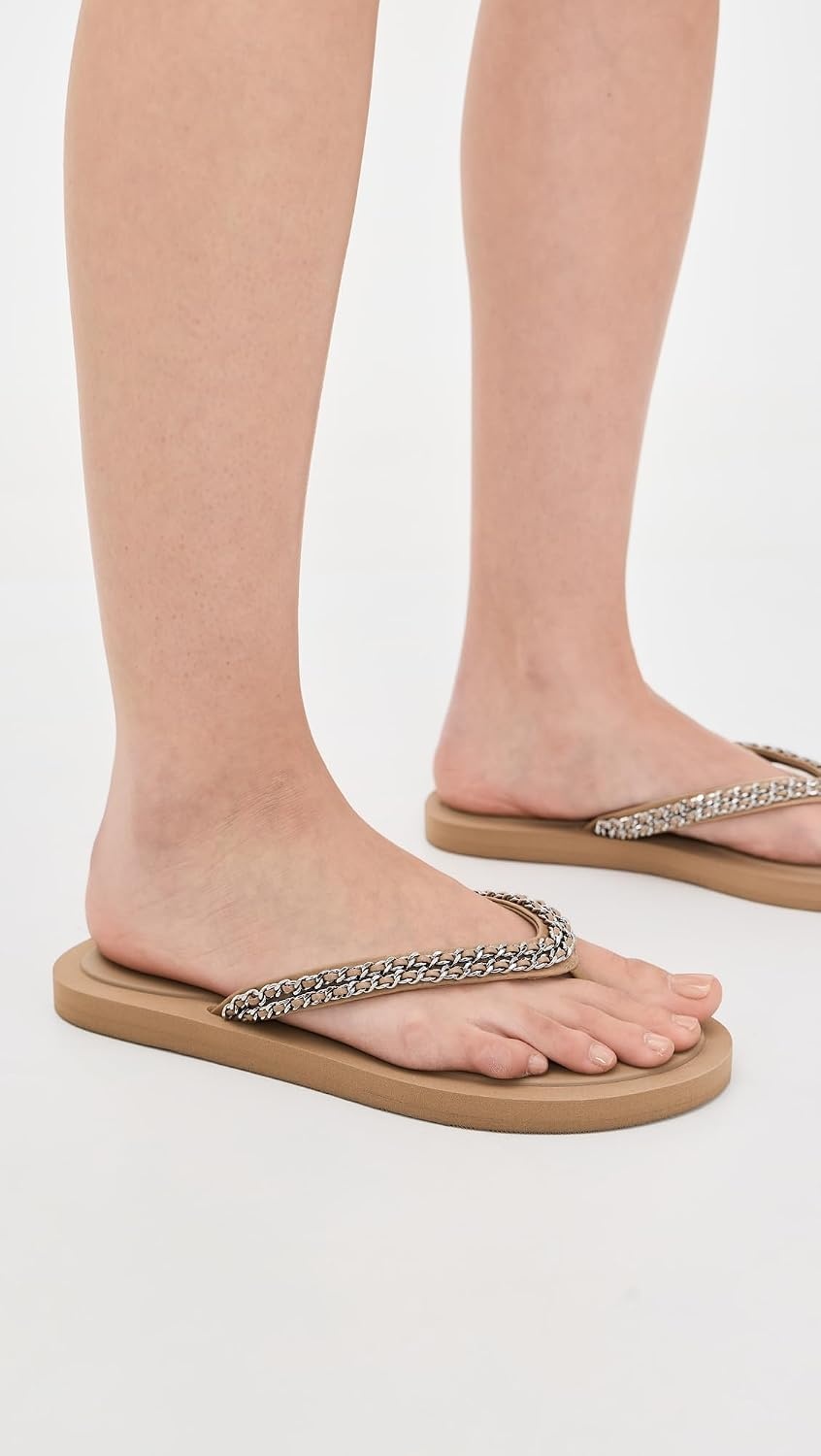 image:imageTory Burch Womens Kira Chain Flip FlopsAlmond Flour