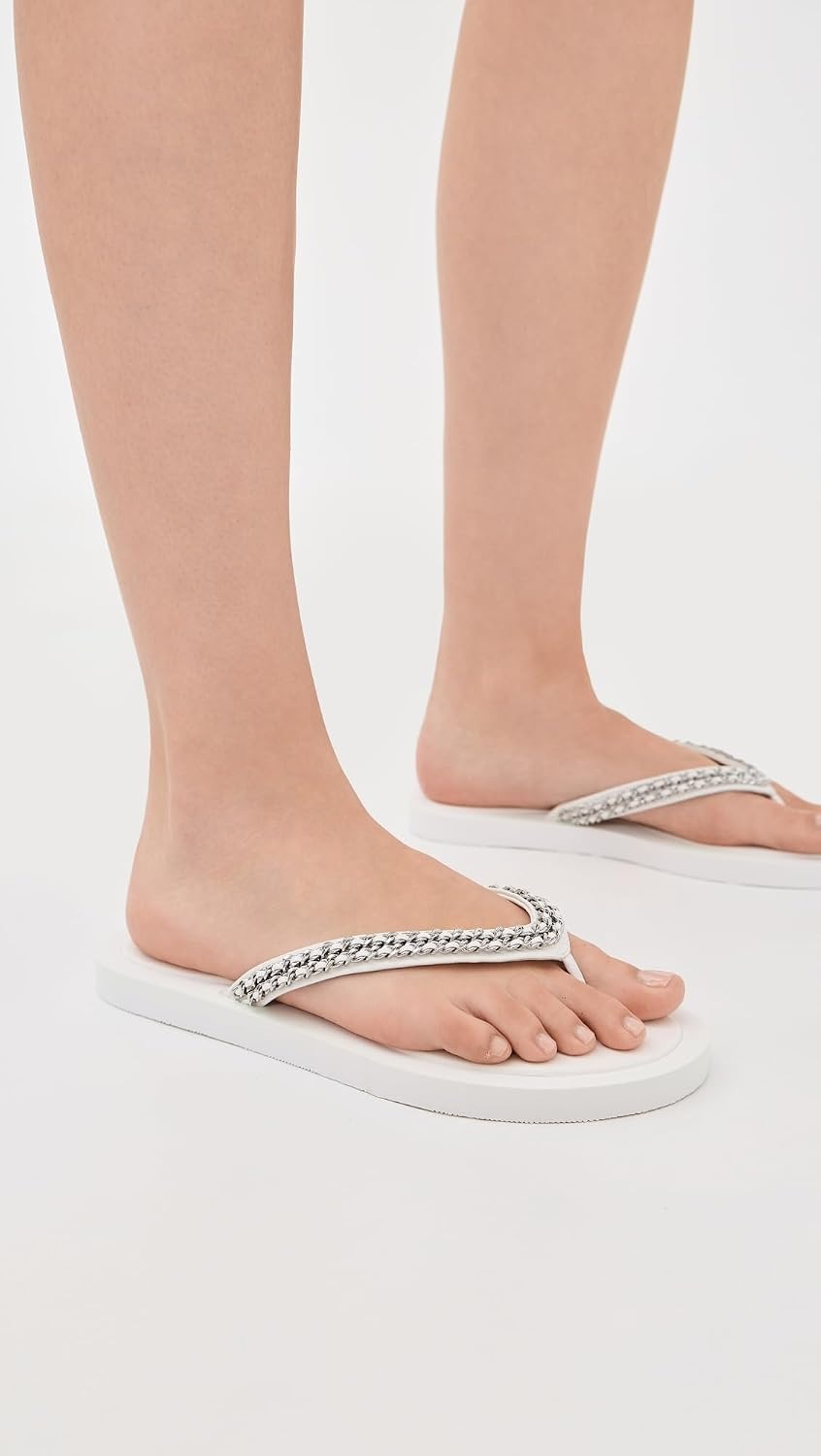 image:imageTory Burch Womens Kira Chain Flip FlopsBianco