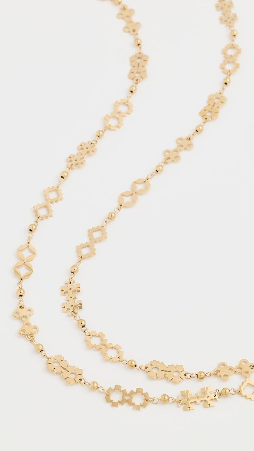image:imageTory Burch Womens Kira Clover Long Beaded NecklaceTory Gold
