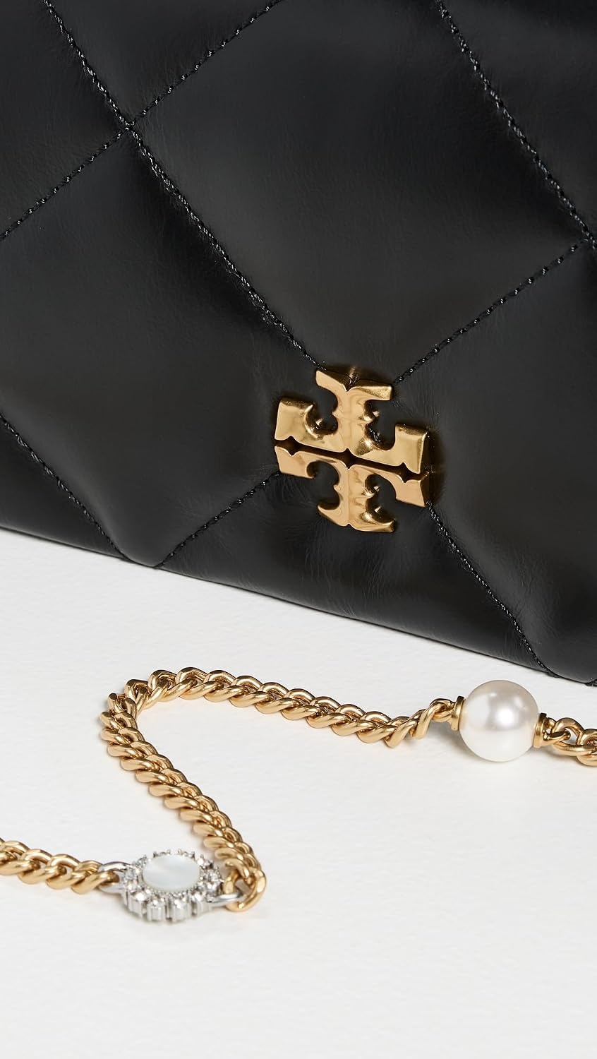 image:imageTory Burch Womens Kira Diamond Quilt Charm Chain WalletBlack