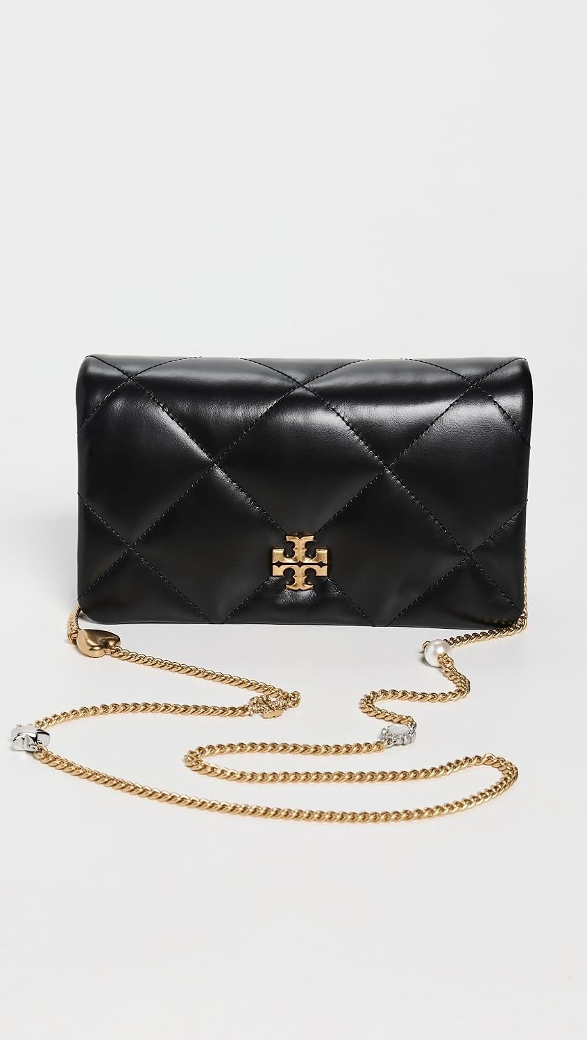 image:imageTory Burch Womens Kira Diamond Quilt Charm Chain WalletBlack
