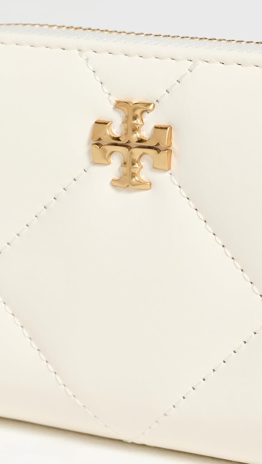 image:imageTory Burch Womens Kira Diamond Quilt Small Zip Around WalletWarm White