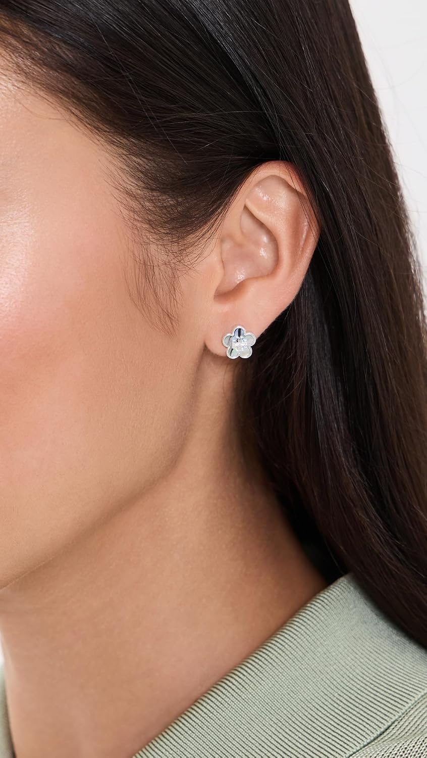 image:imageTory Burch Womens Kira Flower Stud EarringsLight SilverAbalone