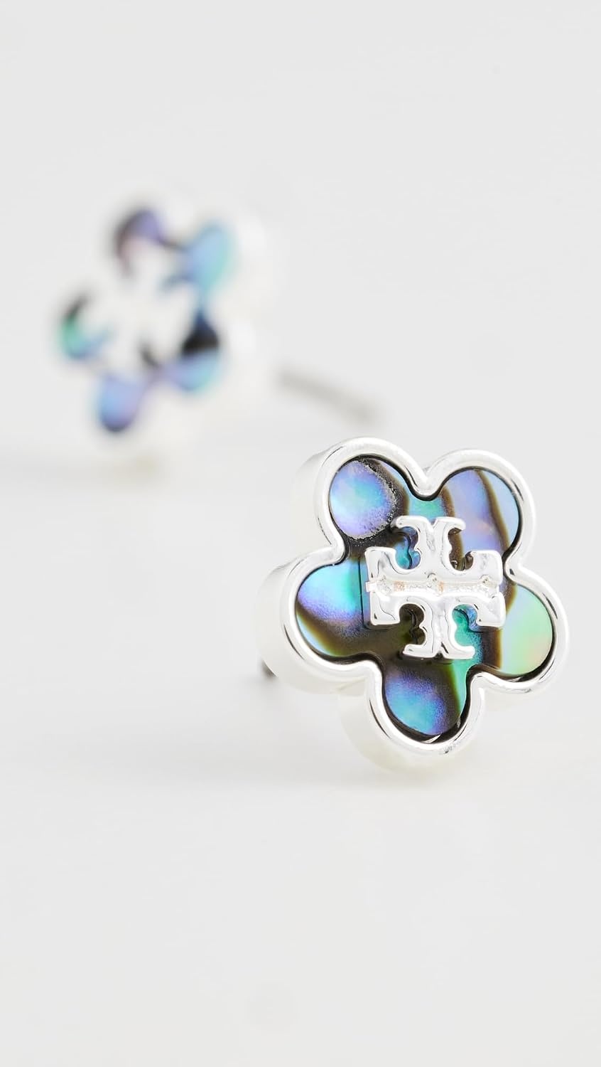 image:imageTory Burch Womens Kira Flower Stud EarringsLight SilverAbalone
