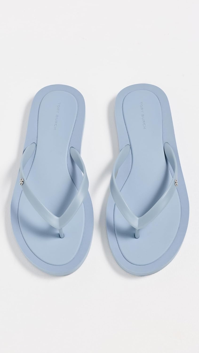 image:imageTory Burch Womens Kira Padded Flip FlopsAria BlueSilver
