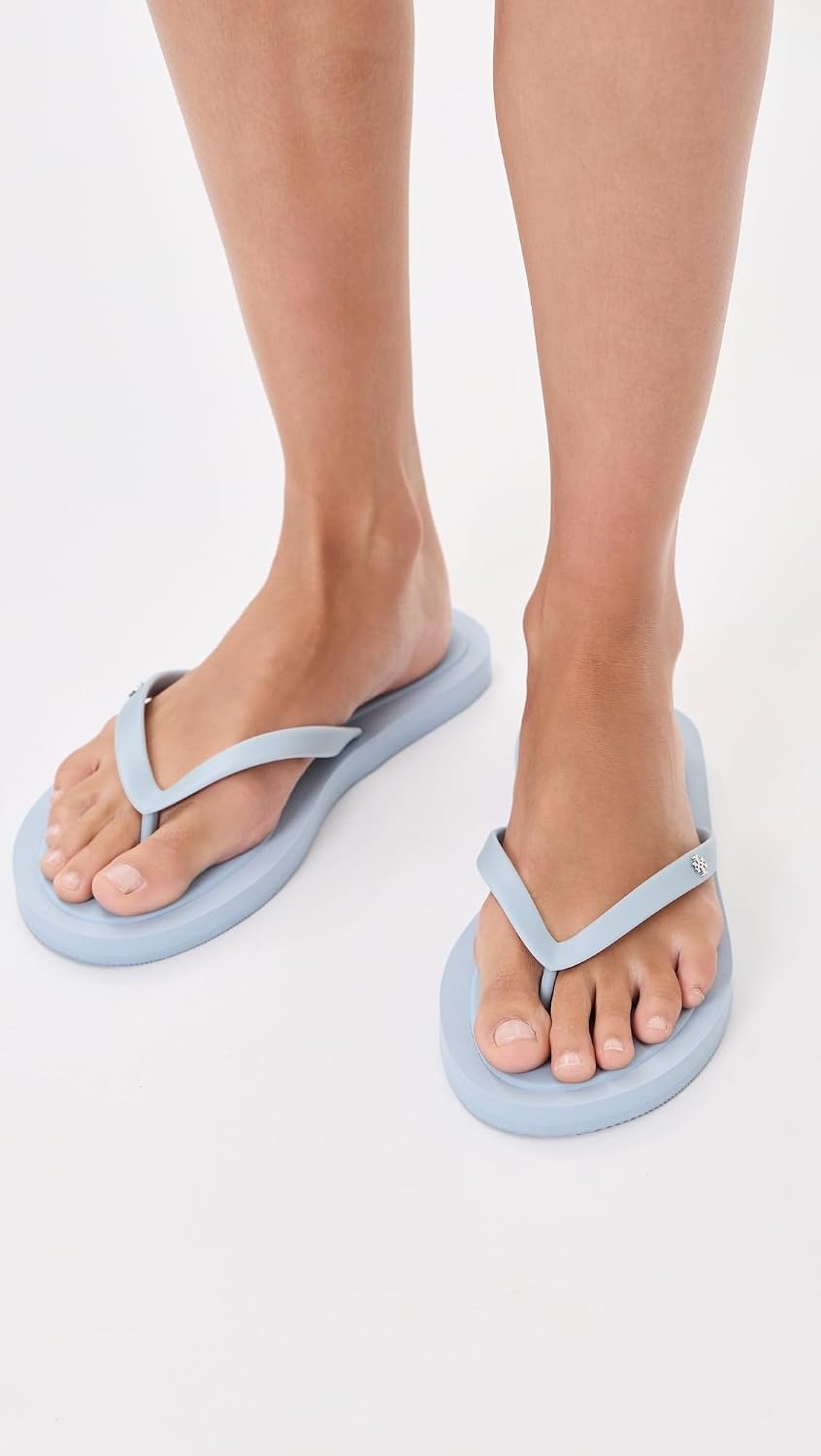 image:imageTory Burch Womens Kira Padded Flip FlopsAria BlueSilver