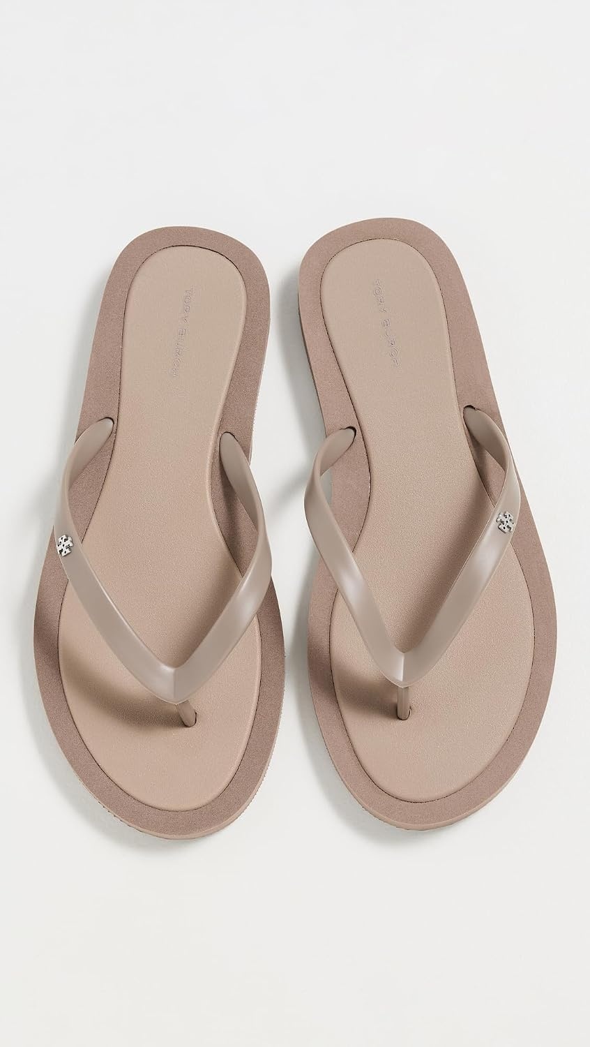 image:imageTory Burch Womens Kira Padded Flip FlopsMountain GreySilver