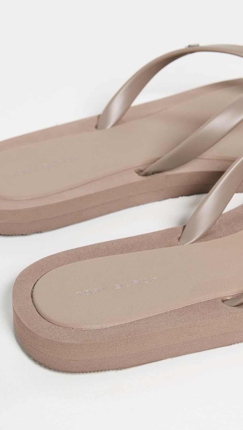 image:imageTory Burch Womens Kira Padded Flip FlopsMountain GreySilver