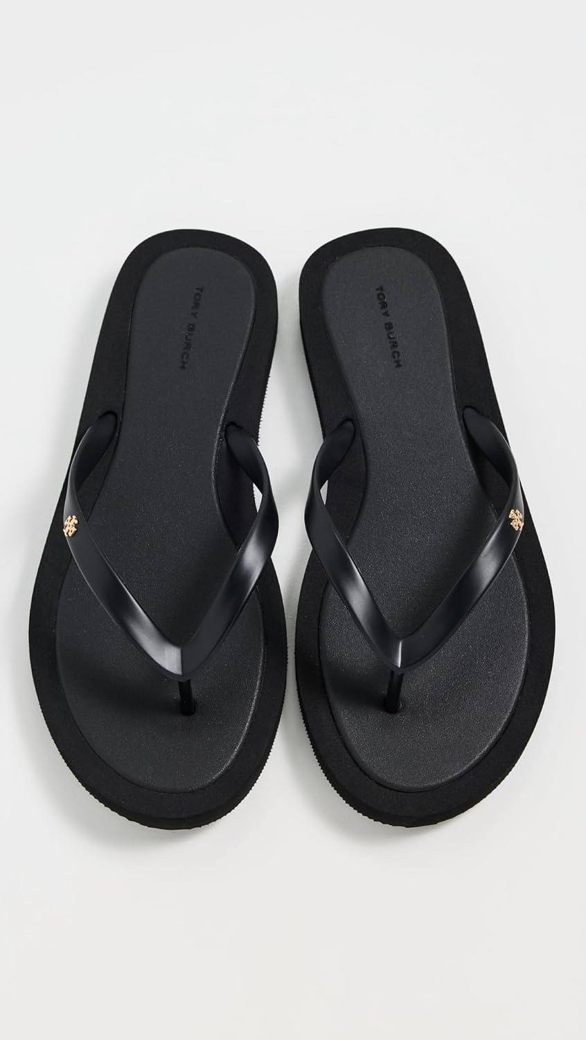 image:imageTory Burch Womens Kira Padded Flip FlopsPerfect BlackGold
