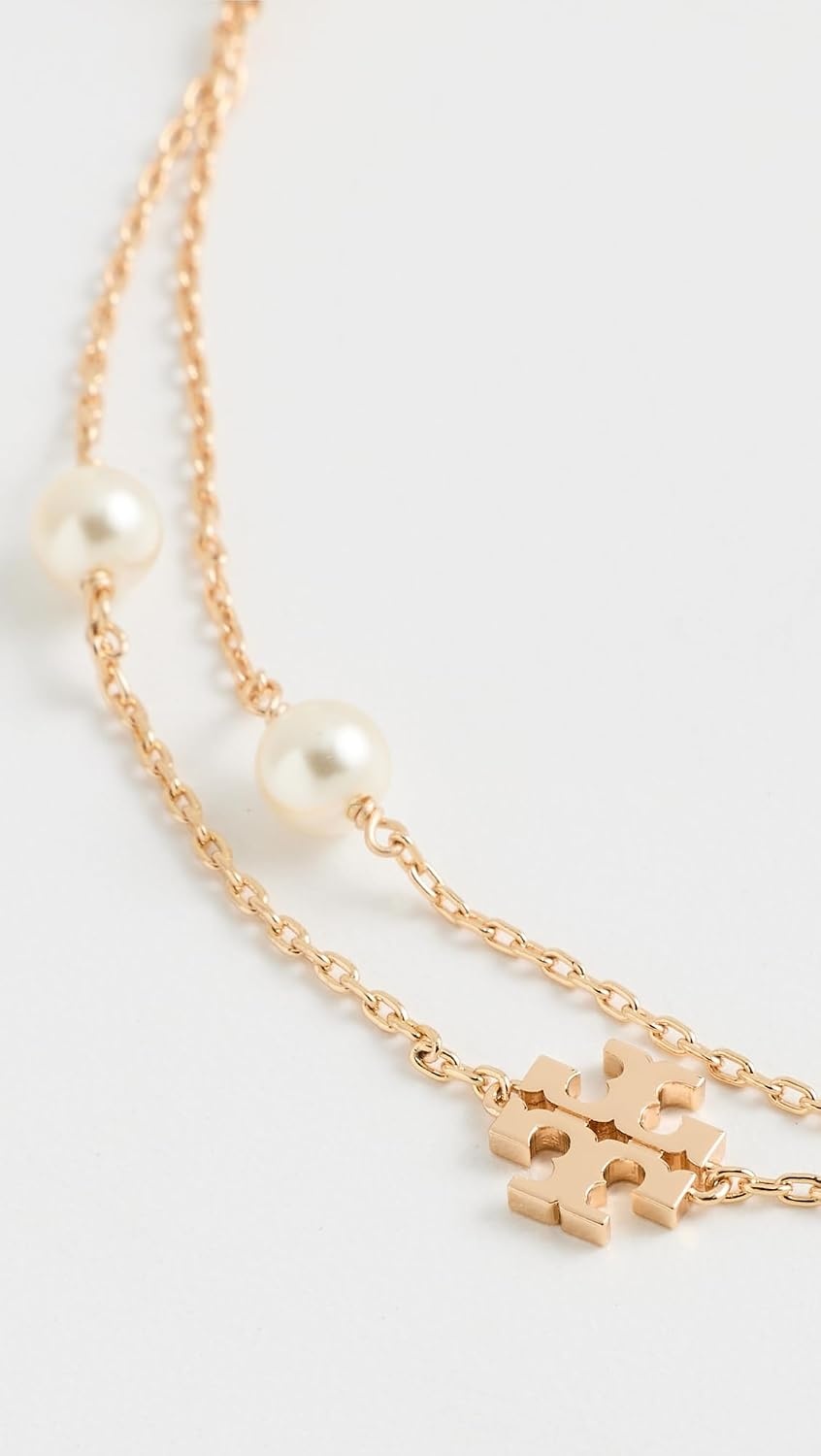 image:imageTory Burch Womens Kira Pearl Layered Necklace Tory GoldCream One Size