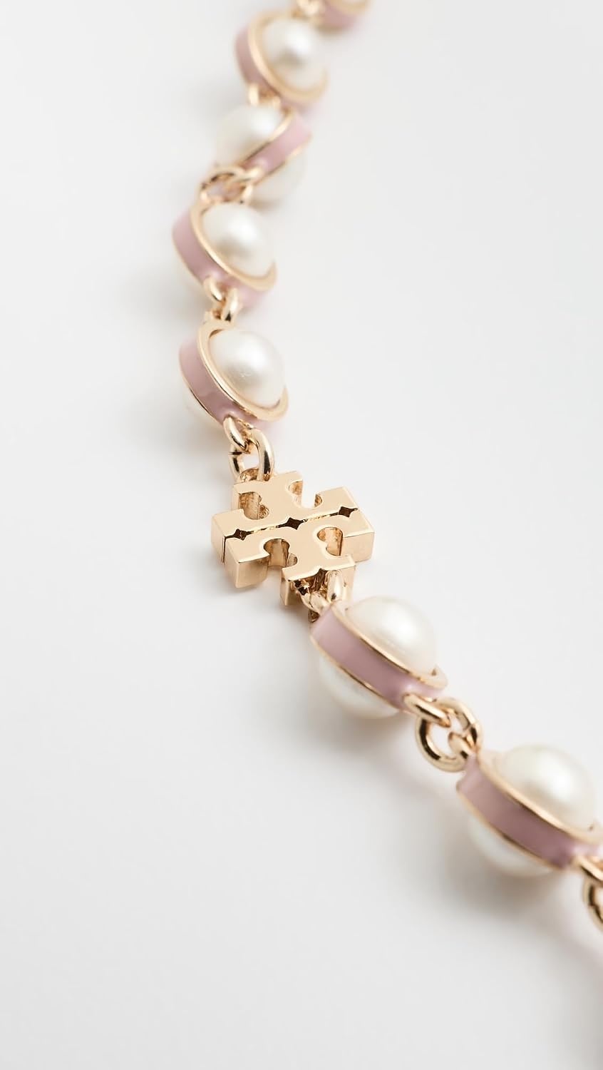 image:imageTory Burch Womens Kira Pearl NecklaceLight BrassPearlPink