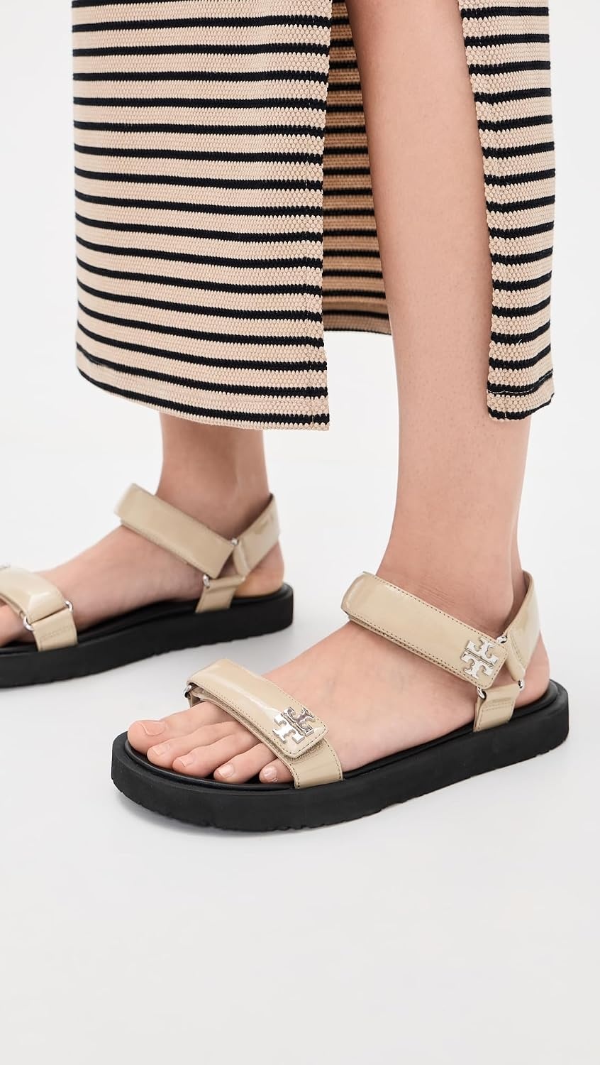 image:imageTory Burch Womens Kira Ultralight SandalsStone GreyBlackSilver